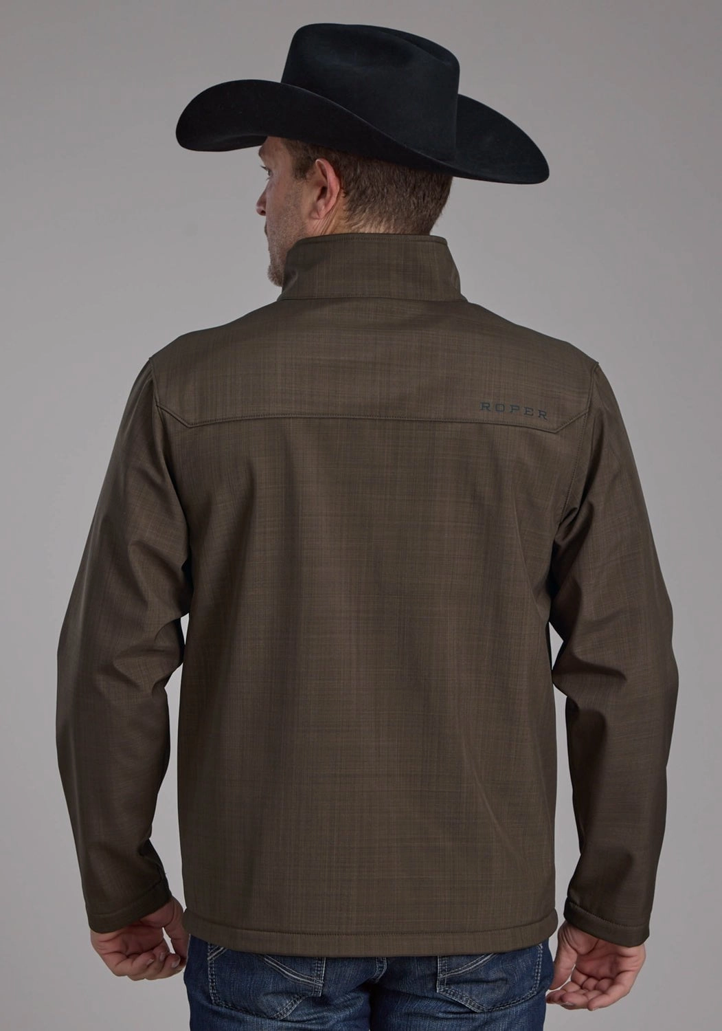 Roper Mens Technical Zip Chocolate Polyester Softshell Jacket Oversized Fit City Ready Wear