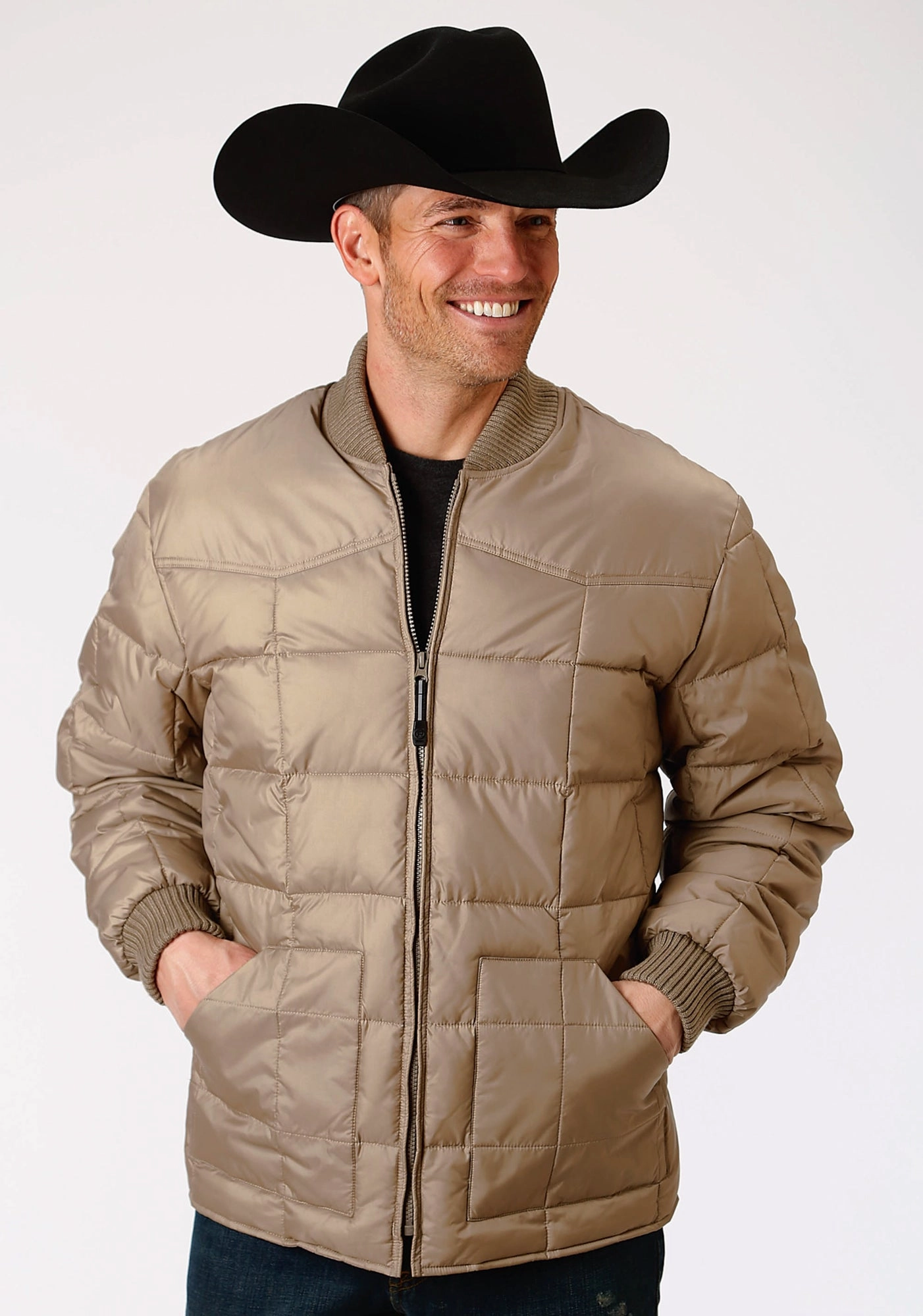 Roper Rangegear Mens Khaki Polyester Insulated Jacket Casual Chill Look Storm Ready Gear