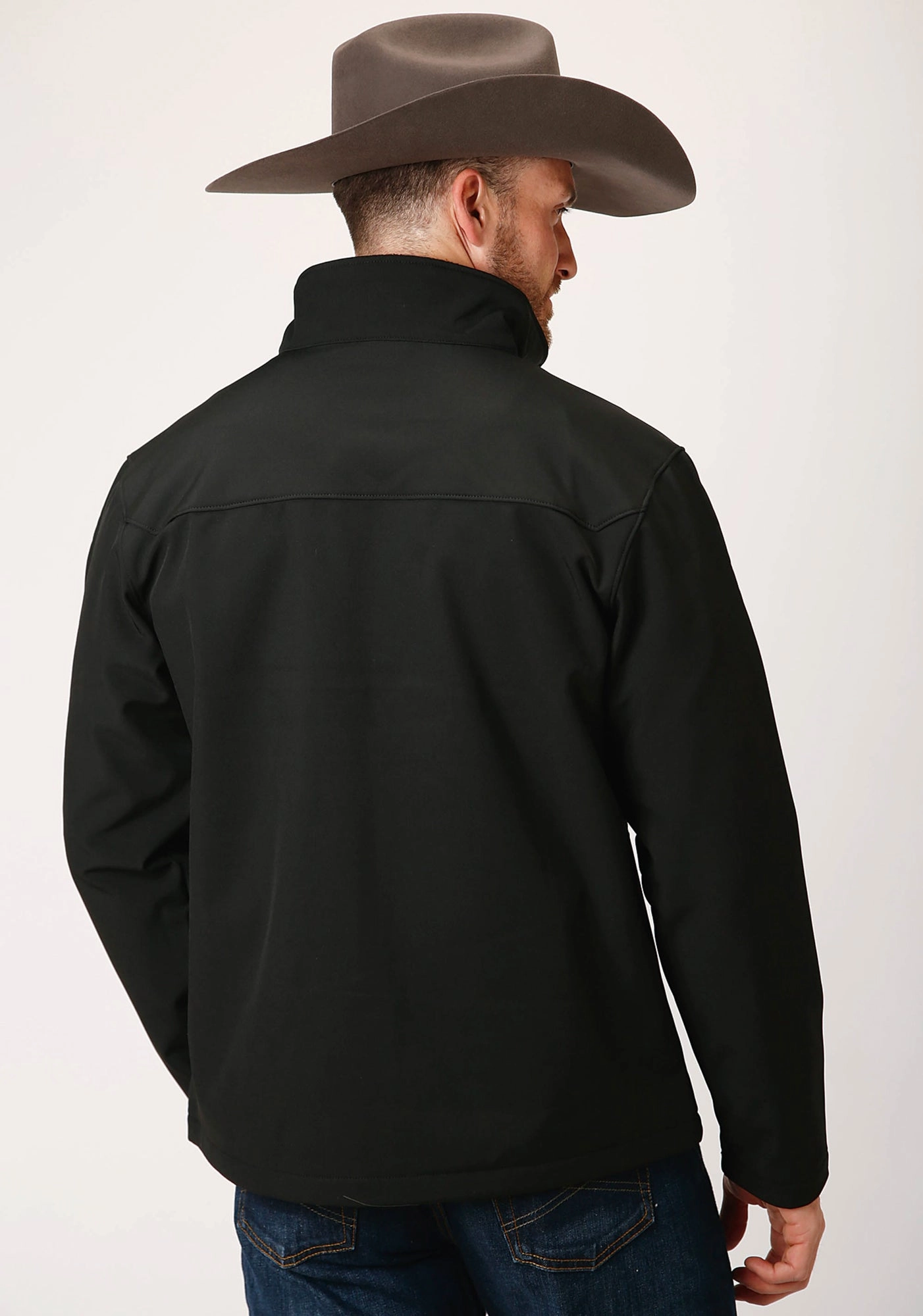 Reinforced Shoulder Panels Roper Technical Mens Black Polyester Softshell Jacket