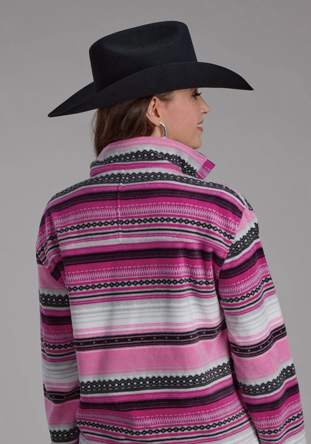 Weather Fit Roper Womens Aztec Stripe Pink/Purple 100% Polyester Fleece Jacket