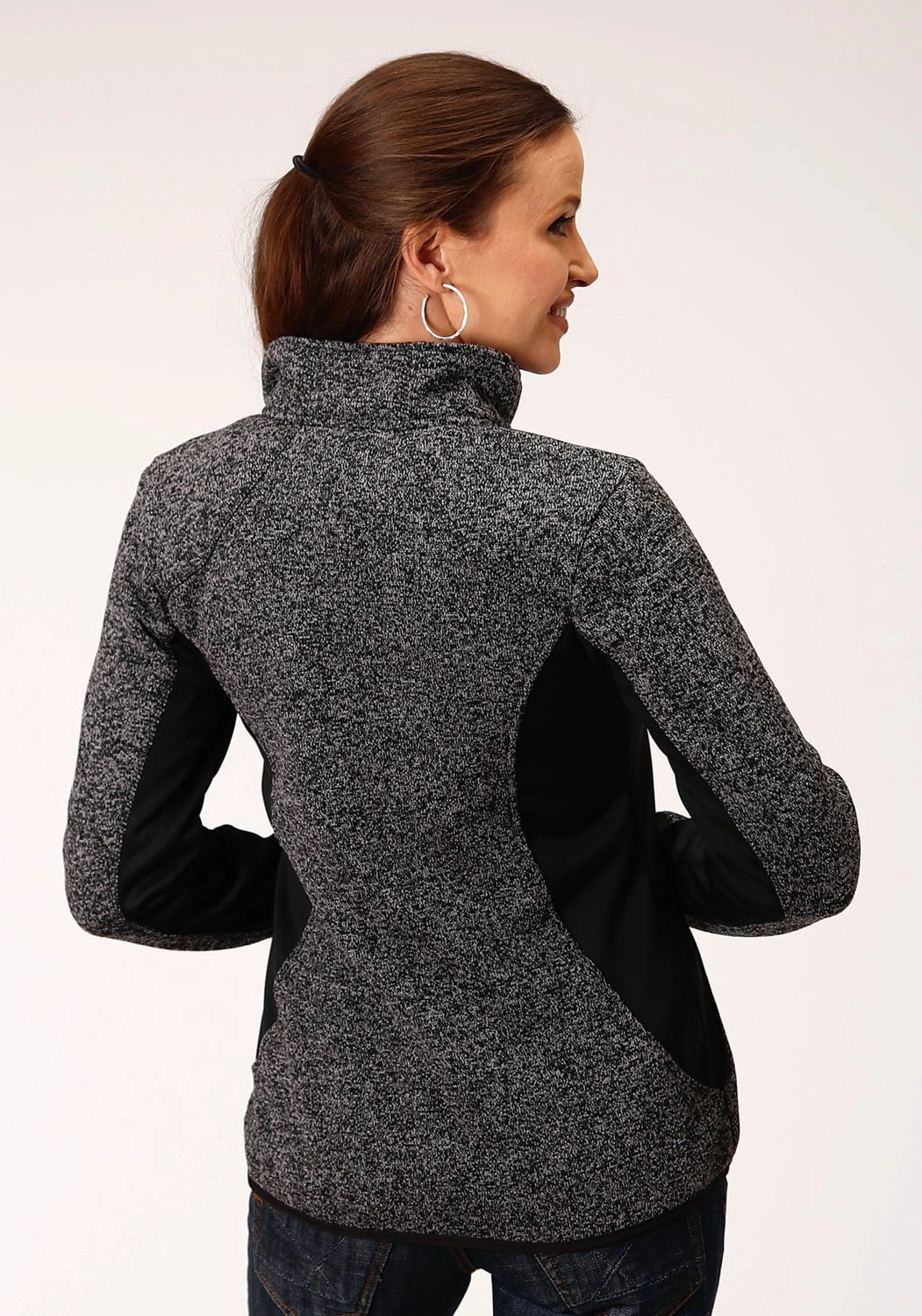 Roper Womens Charcoal Grey Polyester Fleece Jacket Street Fashion