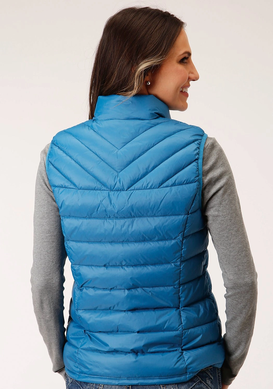 Multi Layer Design Roper Womens Crushable Down Filled Teal 100% Nylon Softshell Vest