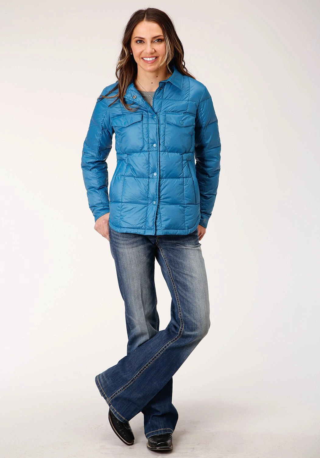 LaserCut Vents Compact Travel Friendly Roper Womens Teal Blue Nylon Parachute Down Fill Jacket