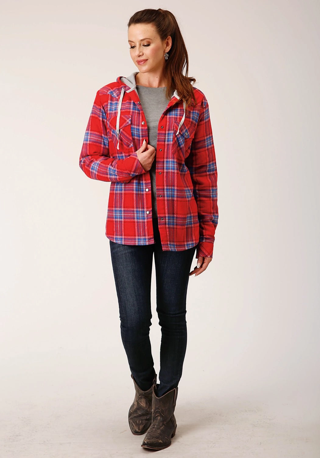 Low Profile Logoing Quick drying material Roper Womens Thermal Lined Flannel Red 100% Cotton Jacket
