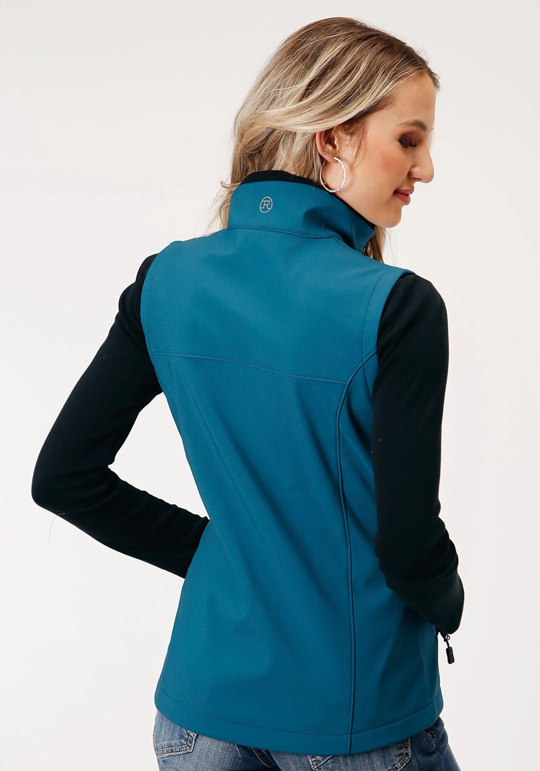 Roper Womens Zip Deep Teal Polyester Softshell Vest Comfortable lining Double Stitch Seams