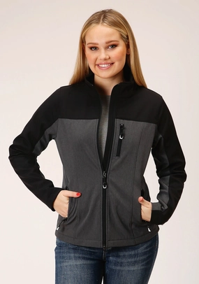 Minimal Detailing Roper Womens Zip Grey/Black Polyester Softshell Jacket