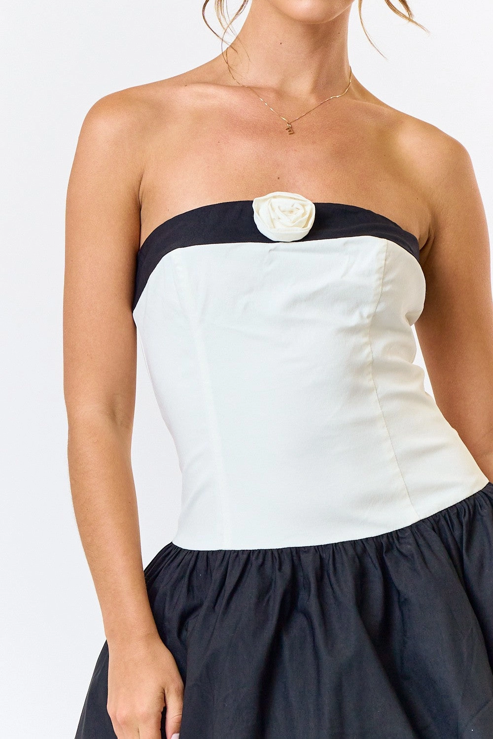 Rosette Tube Mini Dress Breathable fabric Modern Silhouette