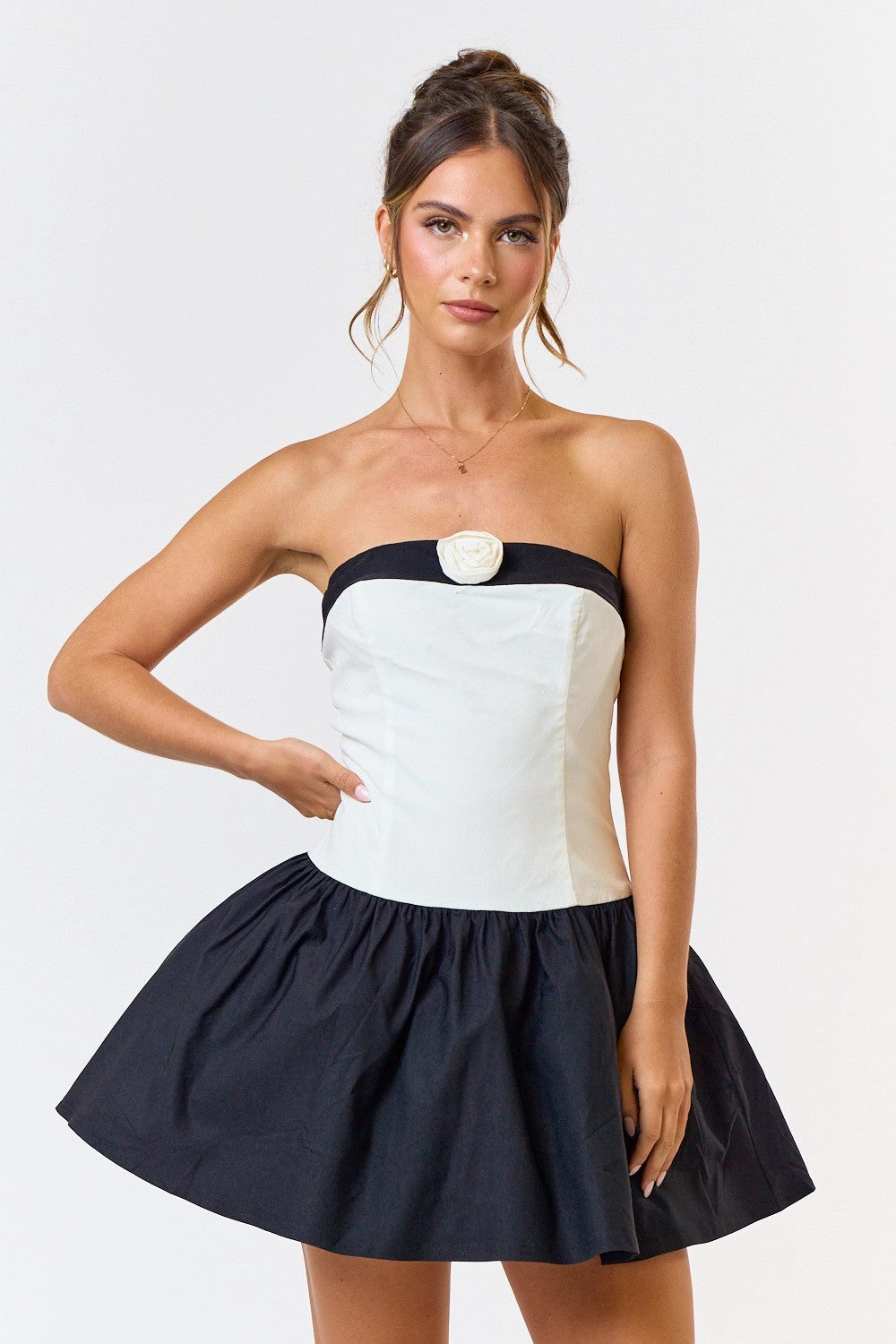 Rosette Tube Mini Dress Vacation Vibes Bold-Color