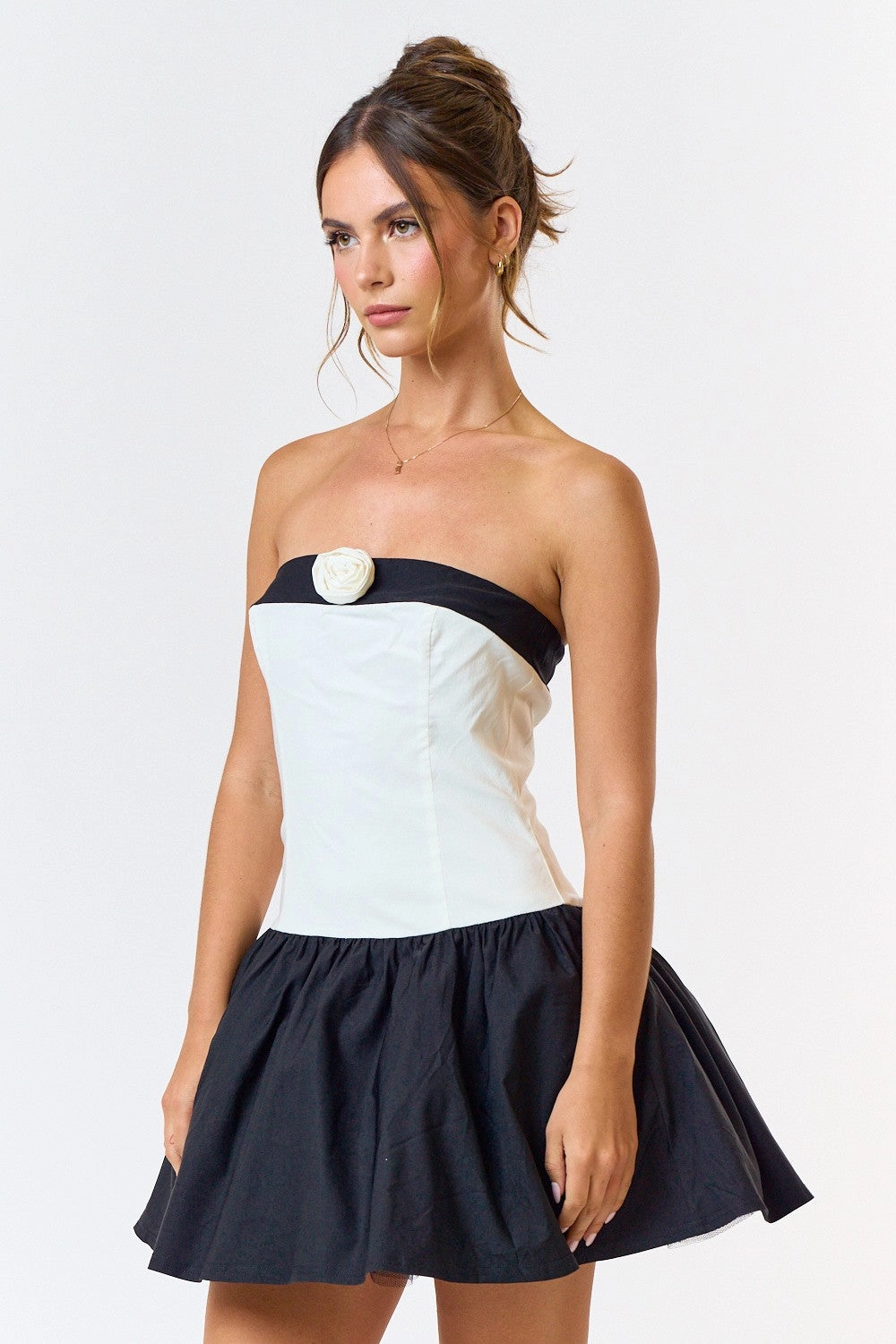 Rosette Tube Mini Dress Temperature Control Fabric Soft Pullover