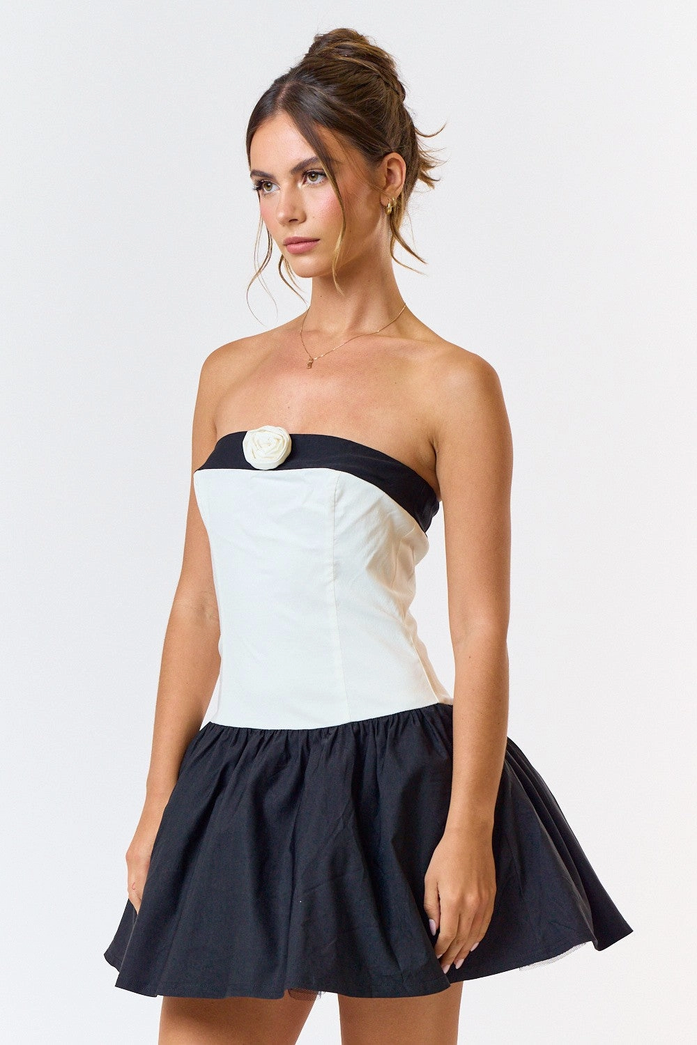 AntiStaticMaterial Rosette Tube Mini Dress