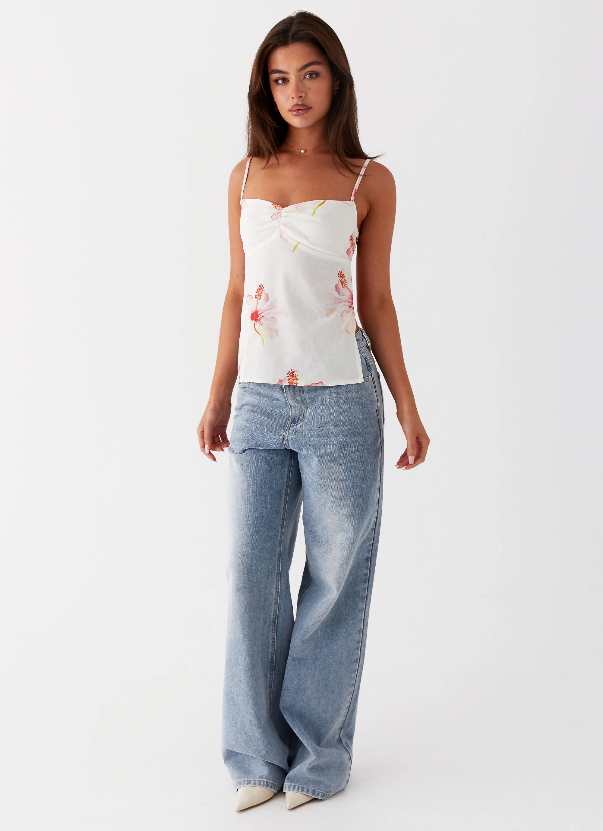 Rosy Linen Backless Top - Camellia Modern Silhouette