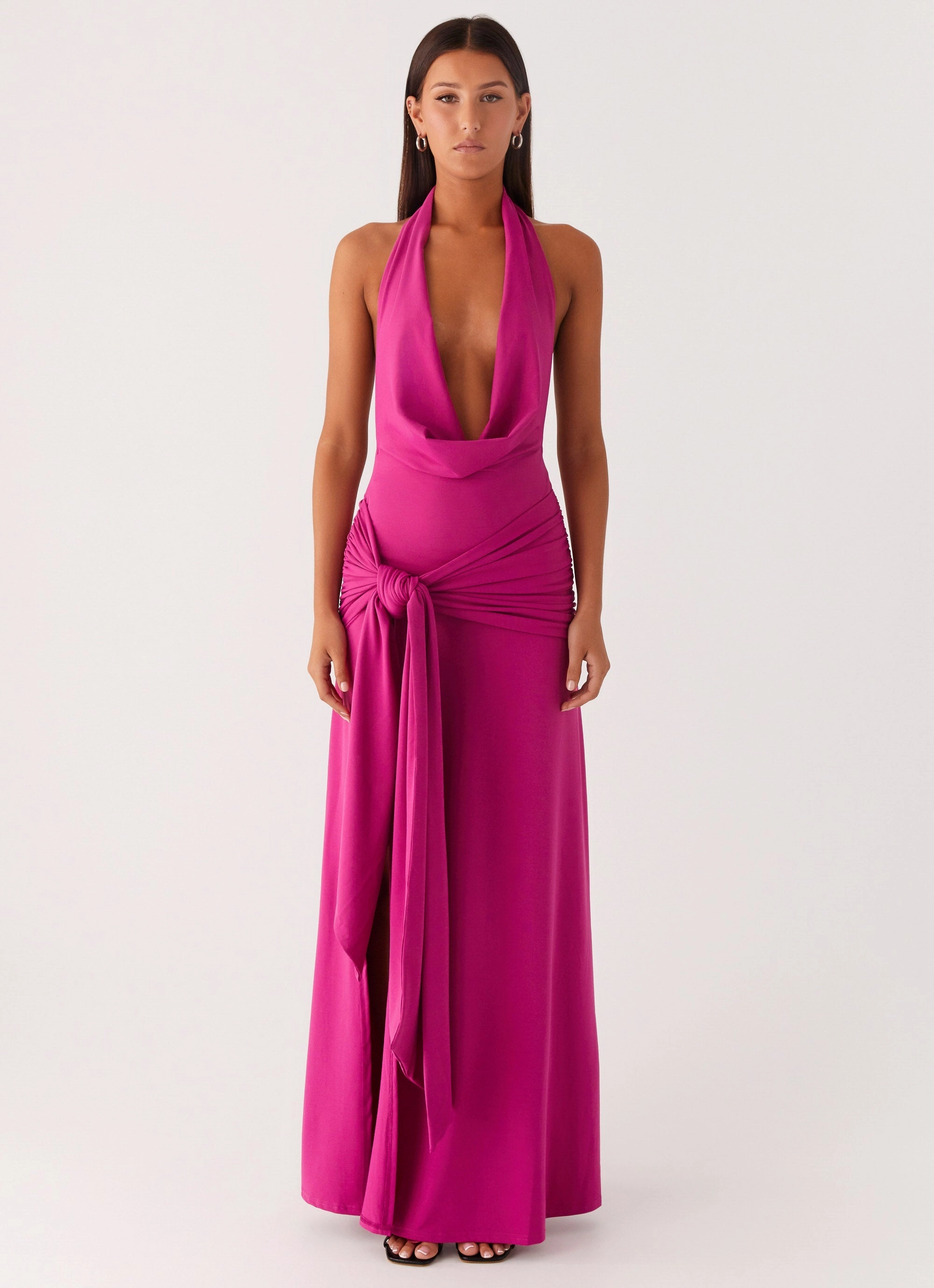 Rowan Ray Cowl Maxi Dress - Fuchsia Chic Layers
