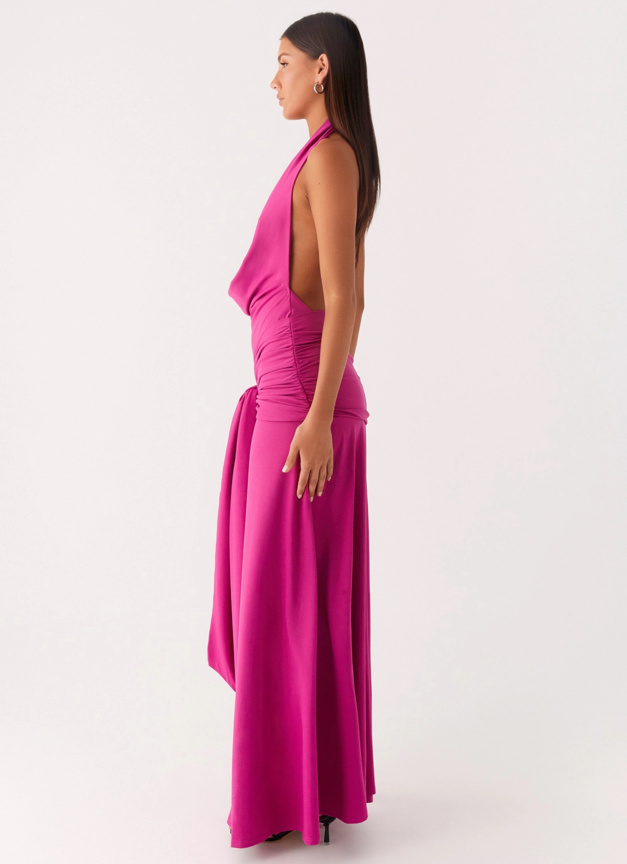 Evening Ready Rowan Ray Cowl Maxi Dress - Fuchsia