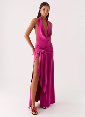 Effortless Layering Rowan Ray Cowl Maxi Dress - Fuchsia