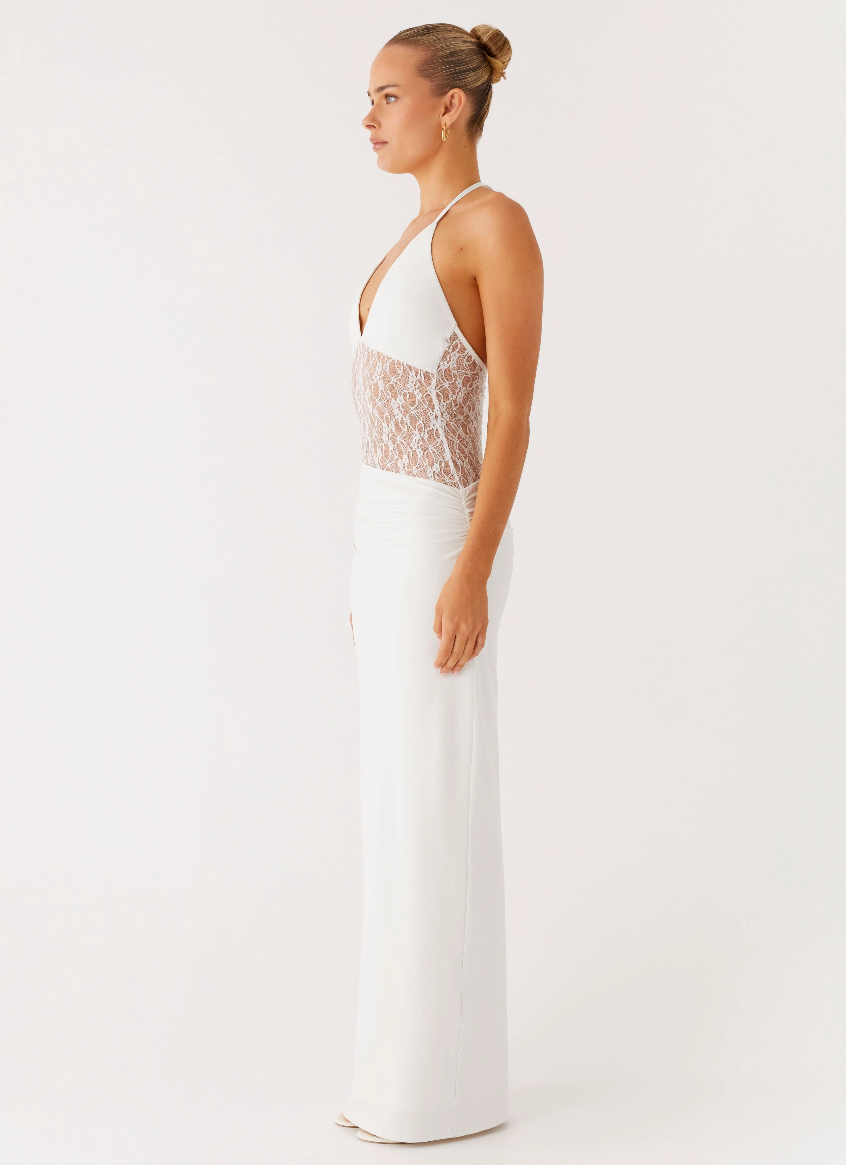 Evening Glow Enchant Lace Maxi Dress - Ivory
