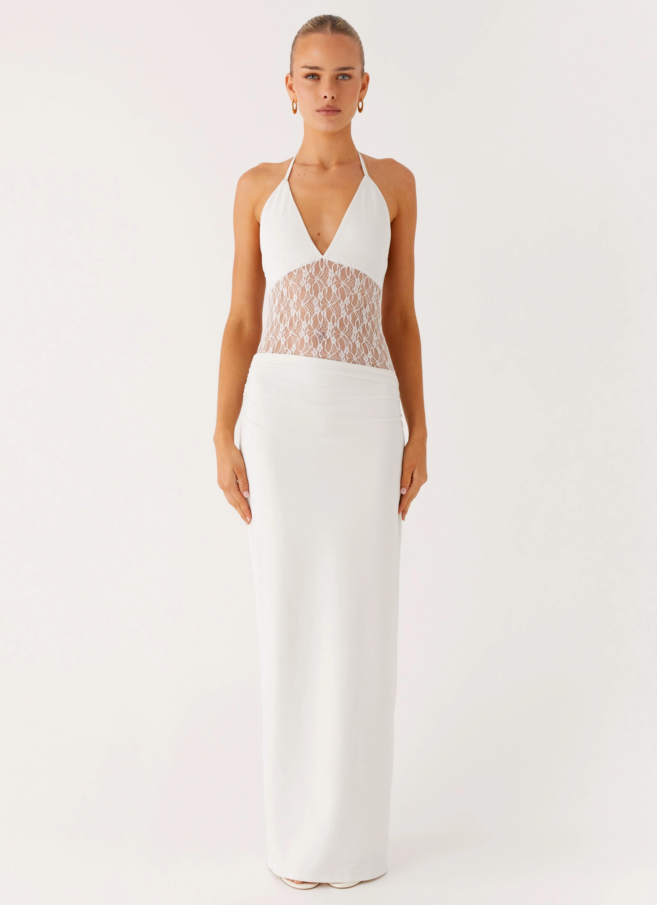 relaxed shape Enchant Lace Maxi Dress - Ivory