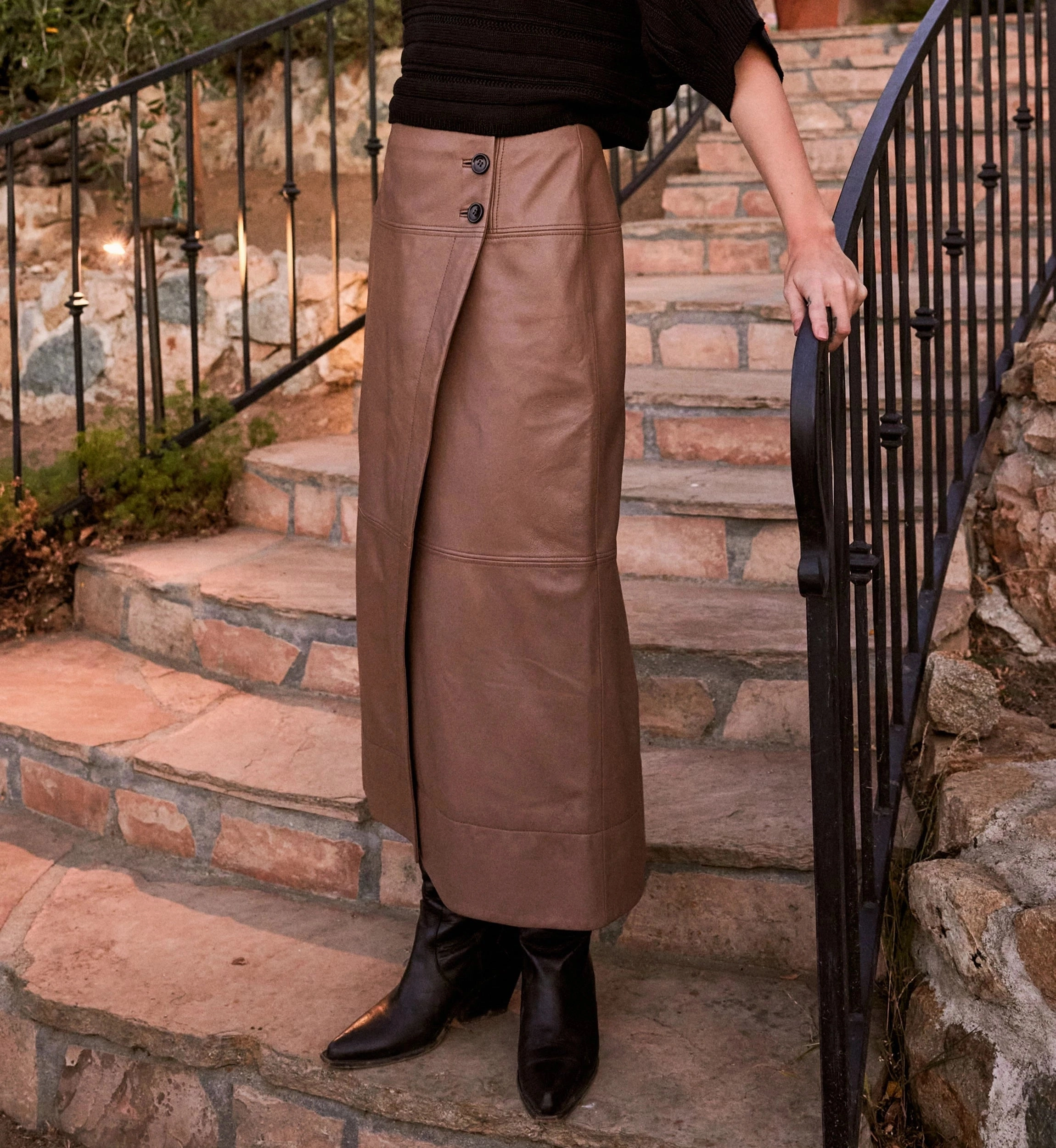 Multipurpose Layering Piece NonRestrictiveCollar Livia Midi Skirt | Woodrose