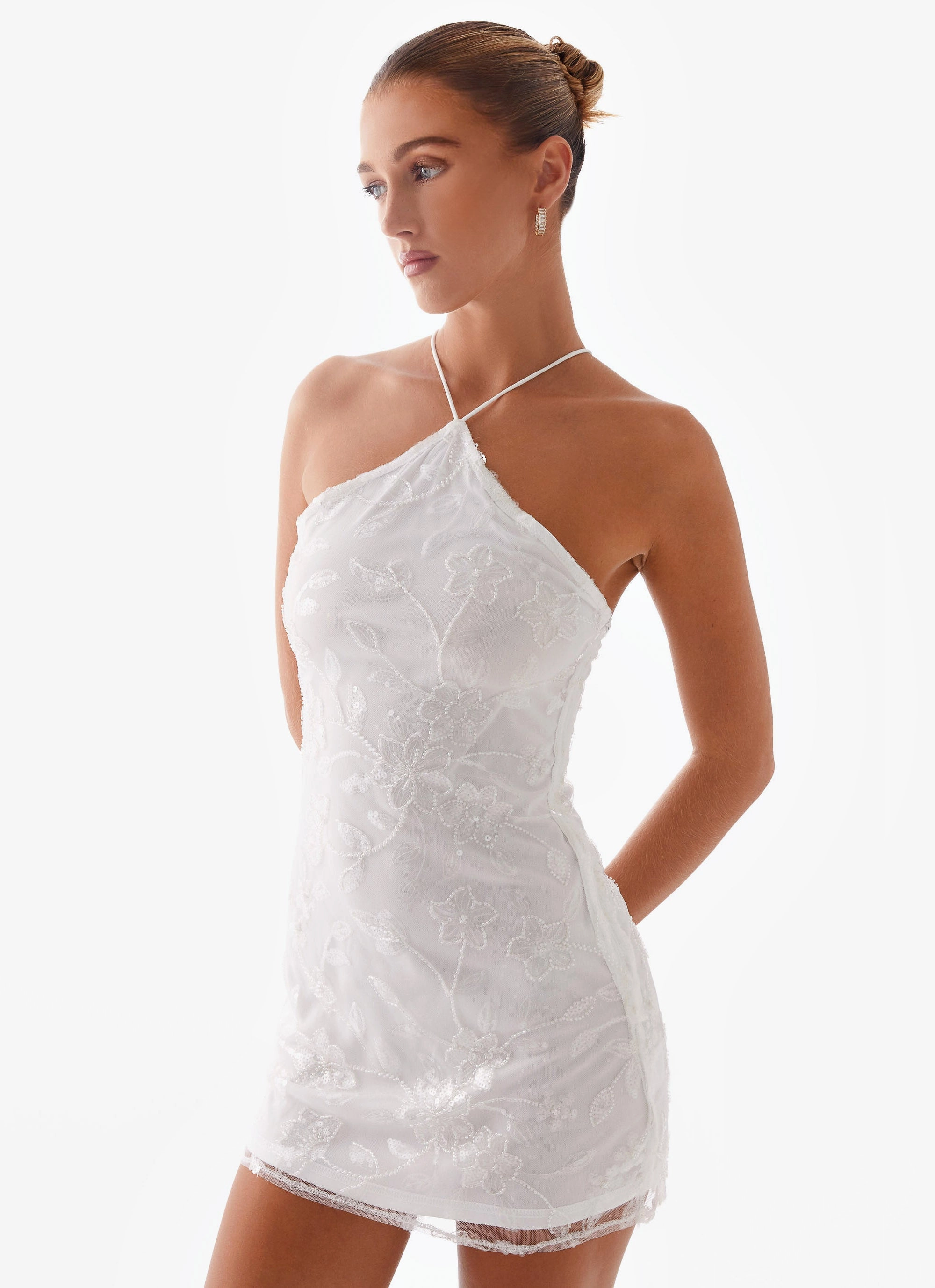 Rumi Beaded Mini Dress - White Calm Movement