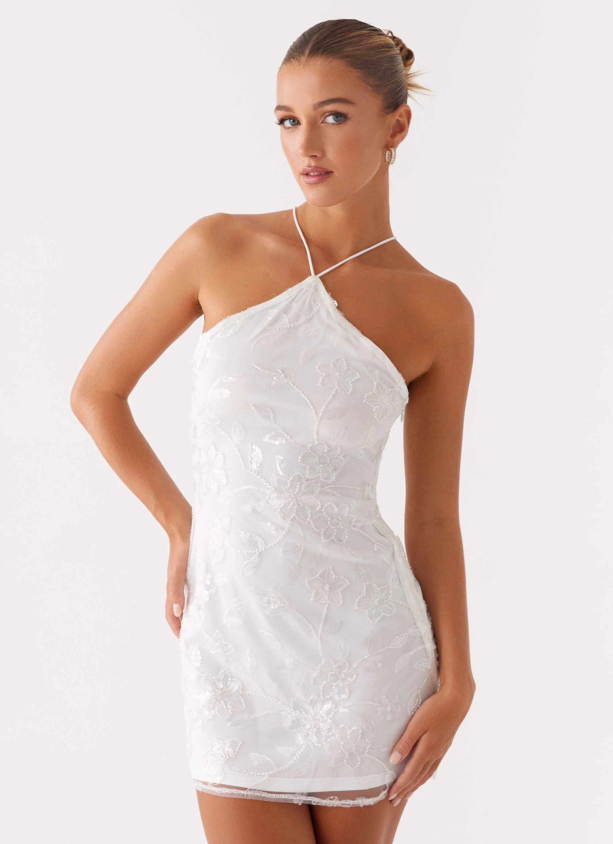 Smooth silhouette Low Maintenance Rumi Beaded Mini Dress - White