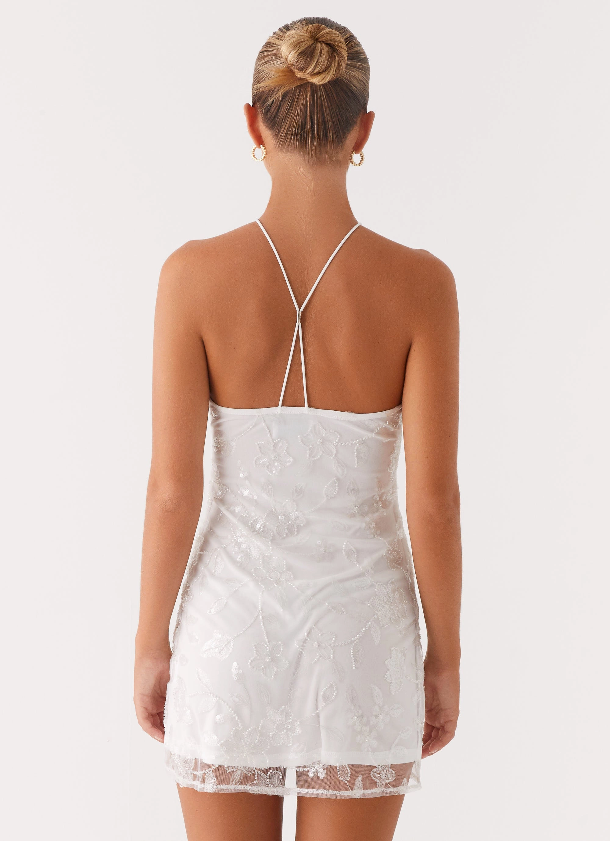 Rumi Beaded Mini Dress - White Seasonal Layering