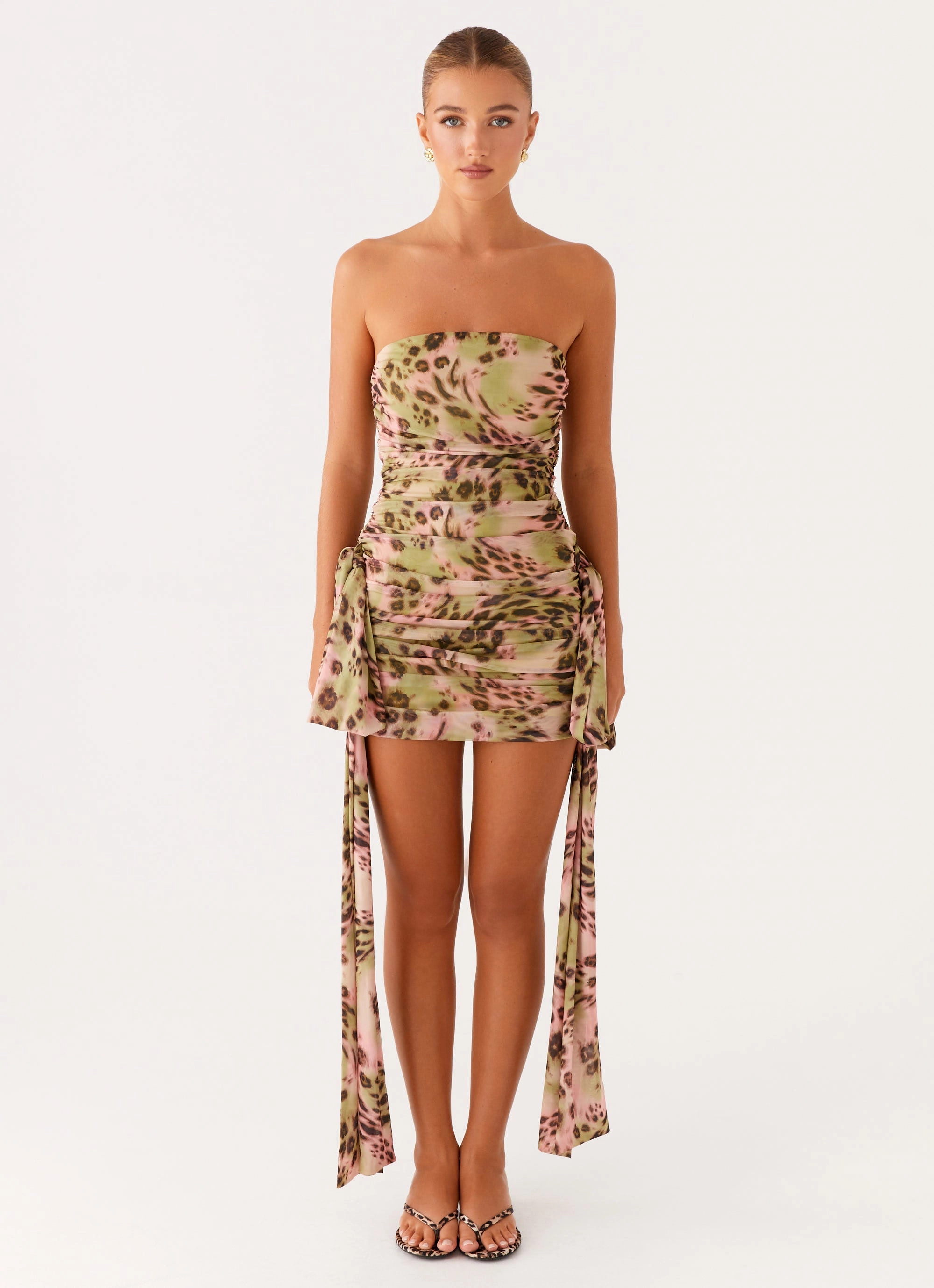 Waist Seam Fashionable Style Georgie Mini Dress - Swirl Leo