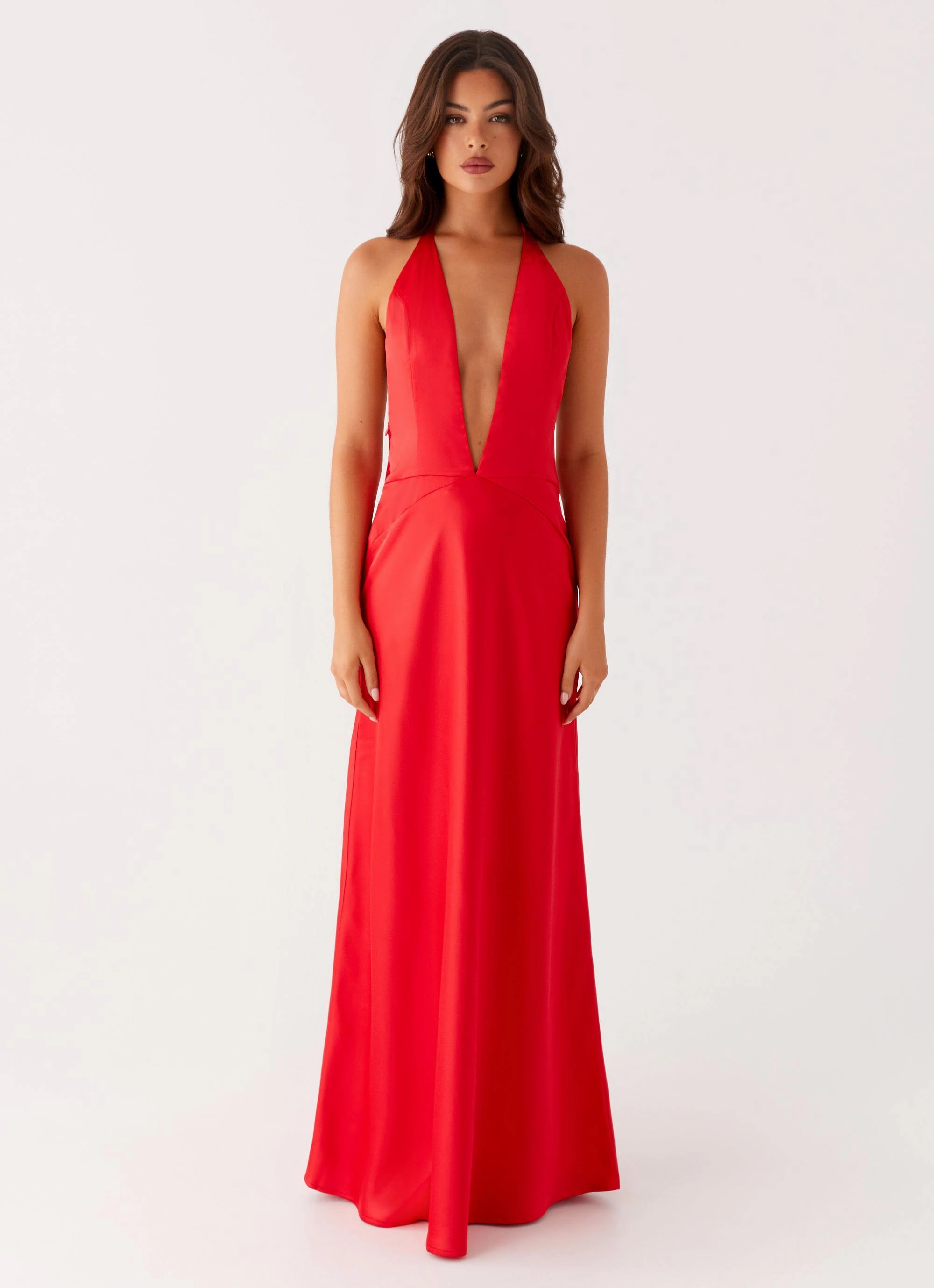 Cold-Shoulder Pure Fit Idol Maxi Dress - Red