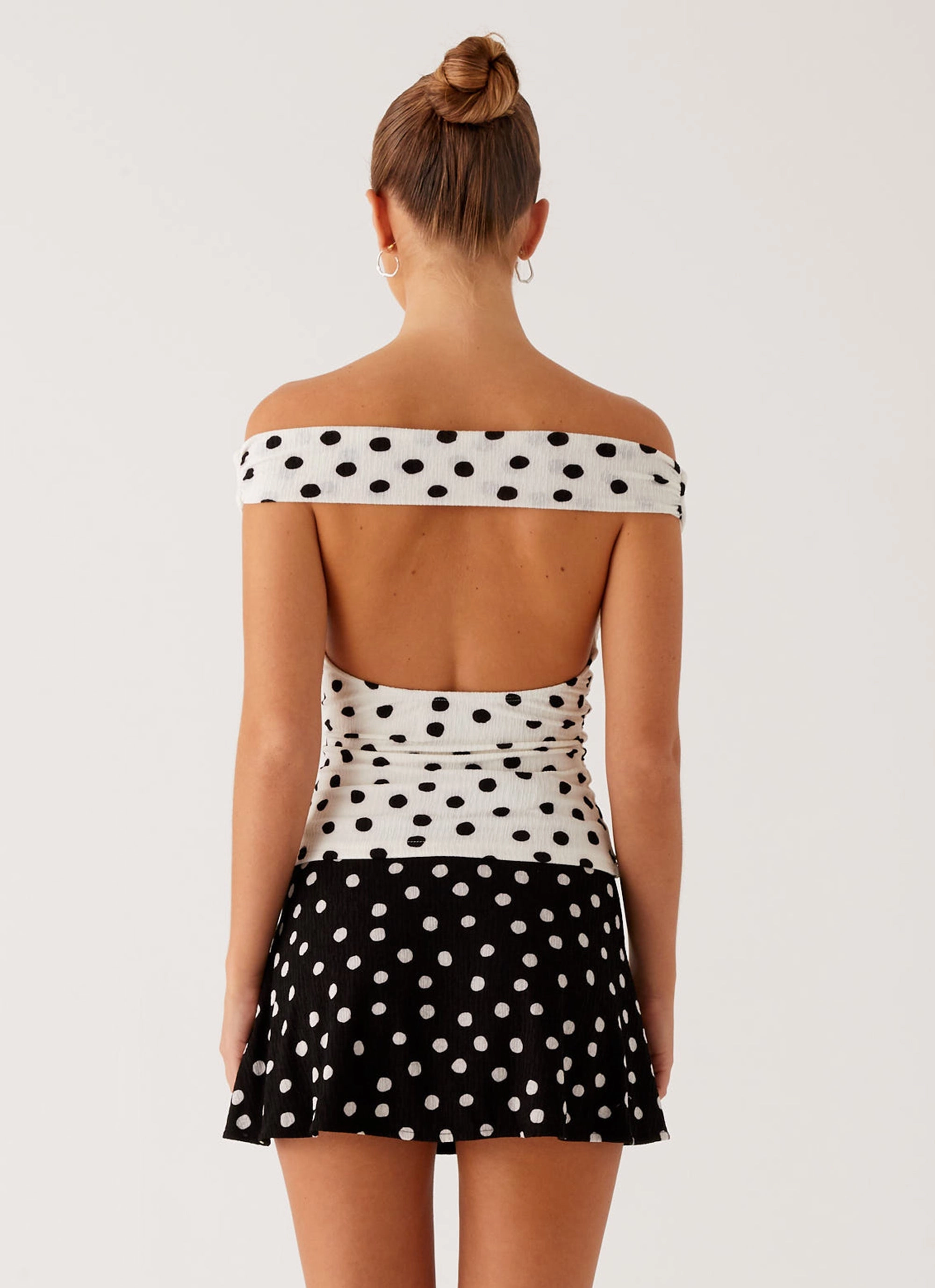 Weighted Hem Rylie Top - White Polka Dot