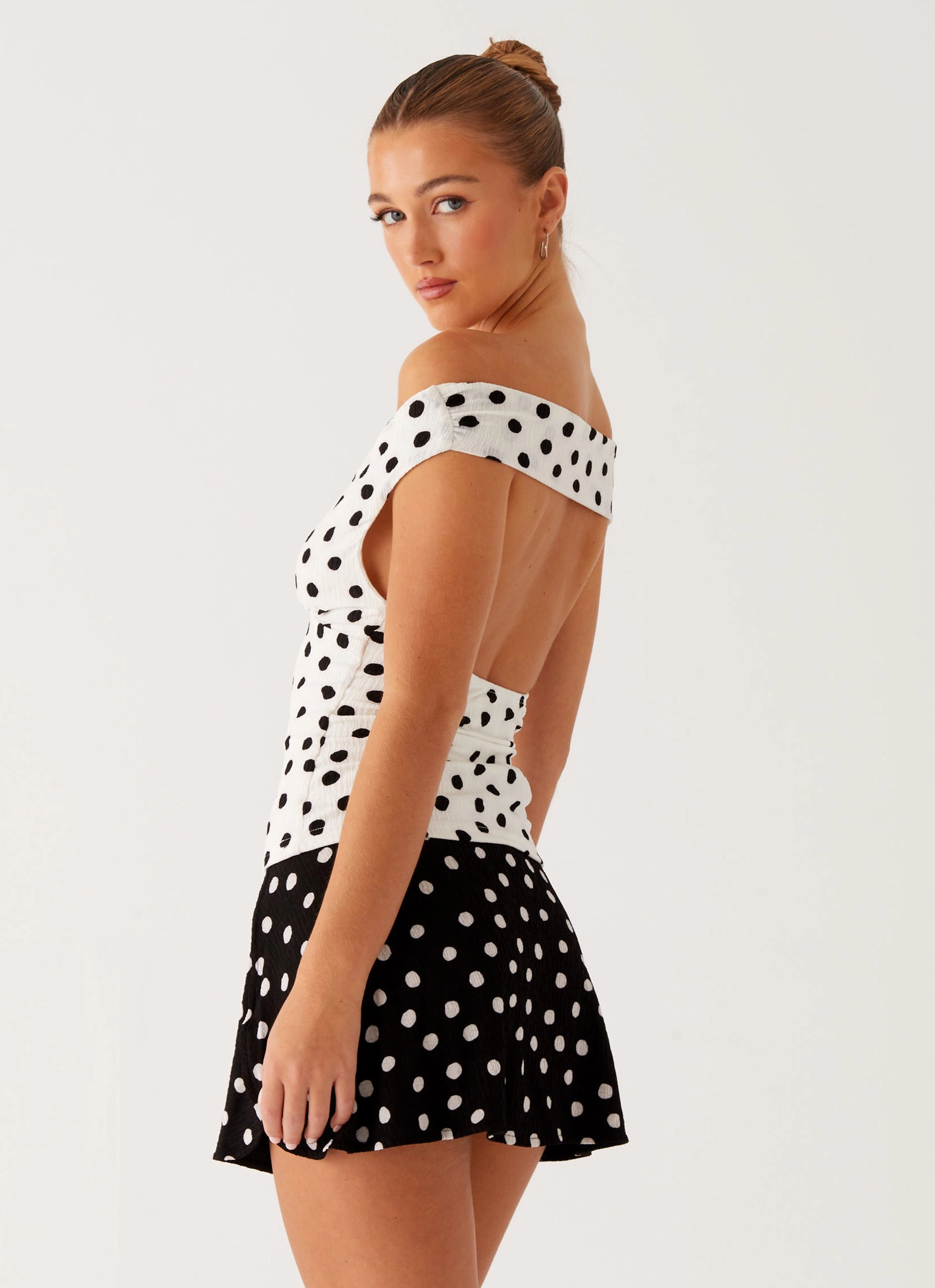 Rylie Top - White Polka Dot ThermalRegulating