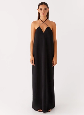 Saba Maxi Dress - Black Simple Ease Texture Blend