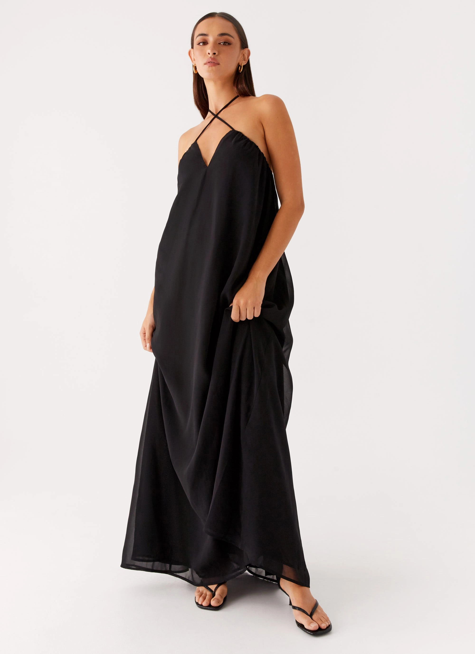 V-Neck Saba Maxi Dress - Black