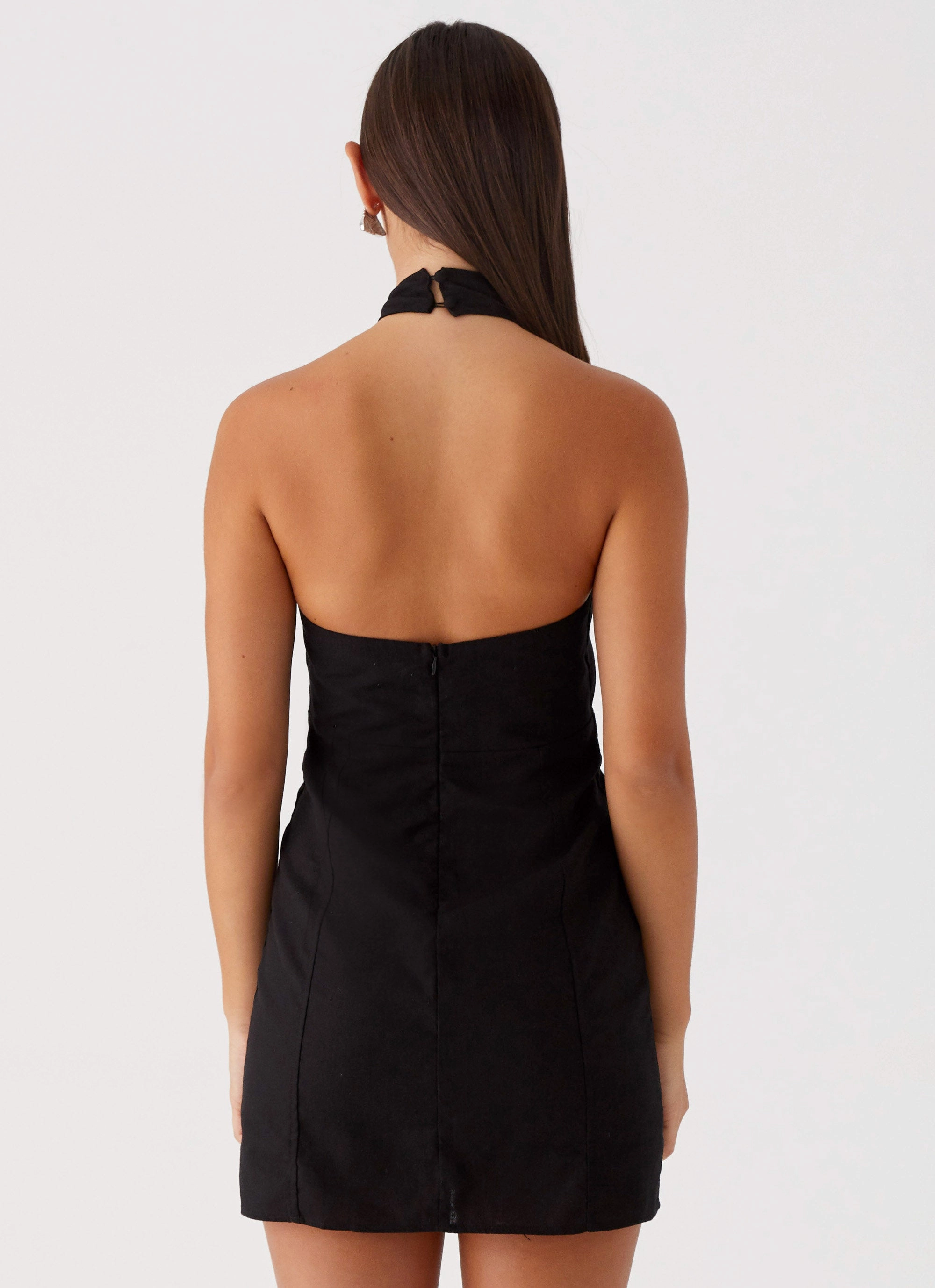Sabine Linen Mini Dress - Black Polished Details All Time Fit