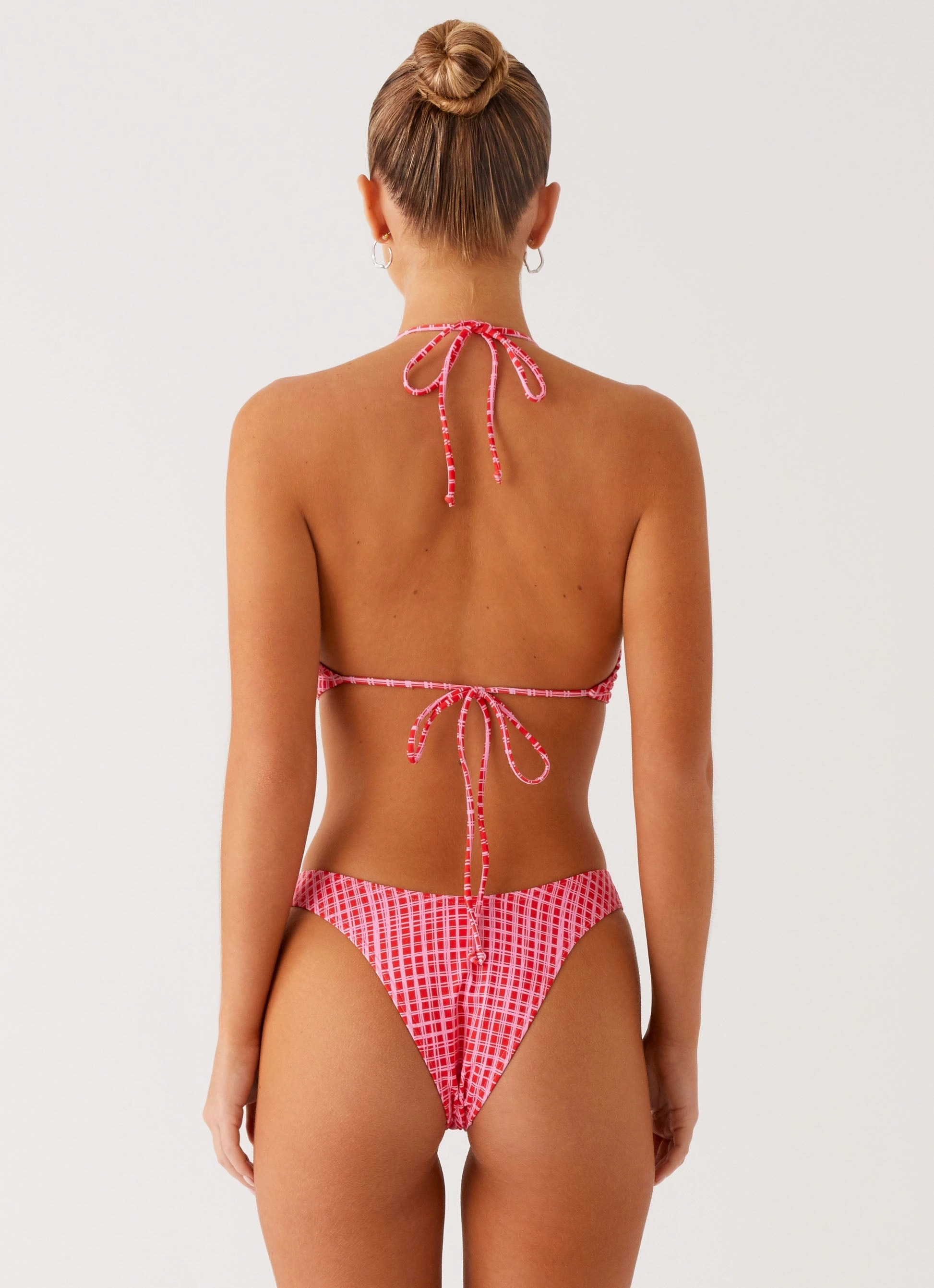 Saint Lucia Bikini Bottoms - Pink Check Weekend Escape Relaxing Attire