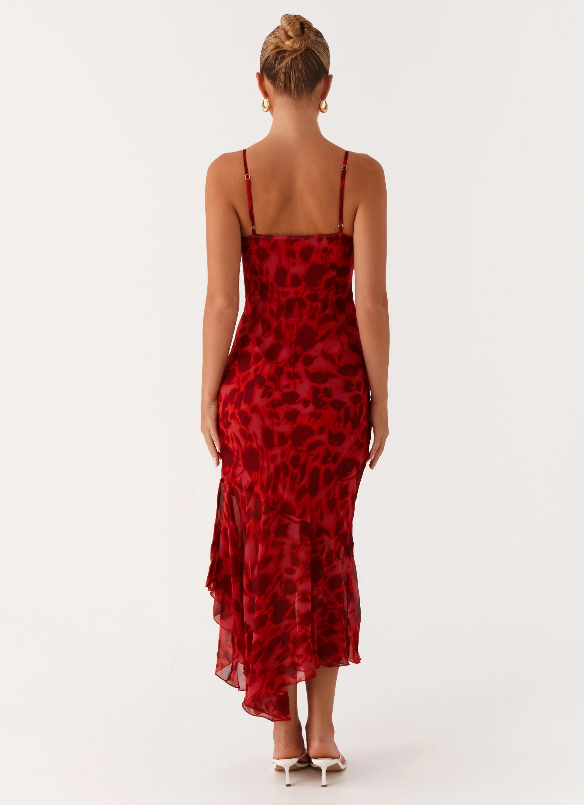 Effortless Vibe Travel Vibe Sally Midi Dress - Deep Red Floral