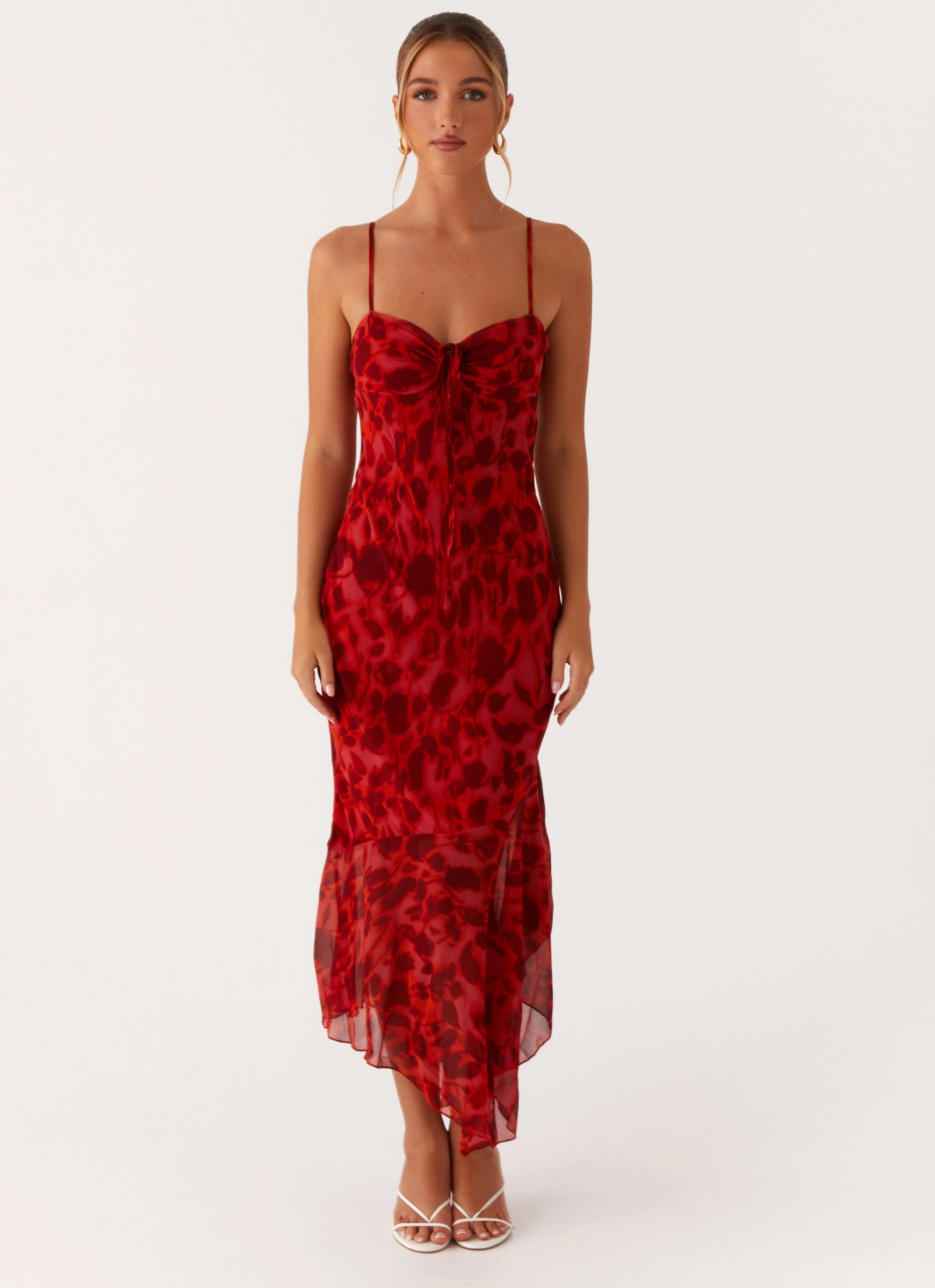 Natural Form Ceremony Ready Sally Midi Dress - Deep Red Floral