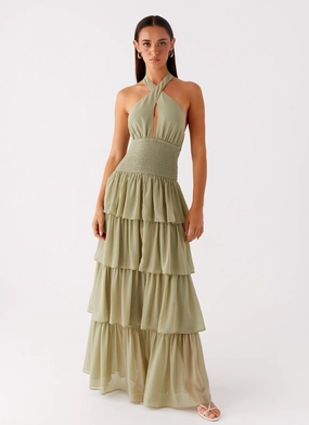 Comfortable travel dress Salma Maxi Dress - Sage