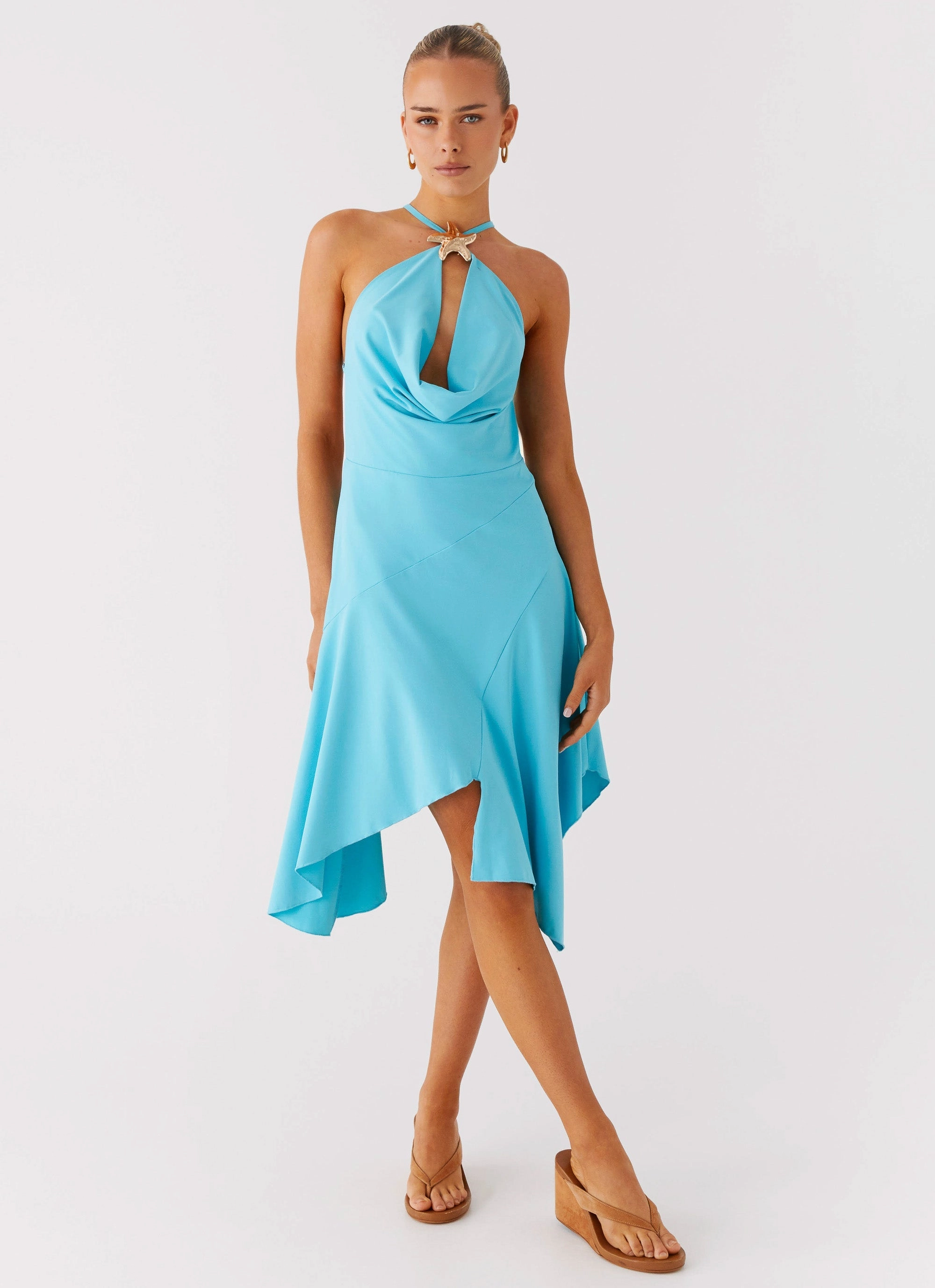 Salt Kiss Midi Dress - Turquoise Curvy Glam