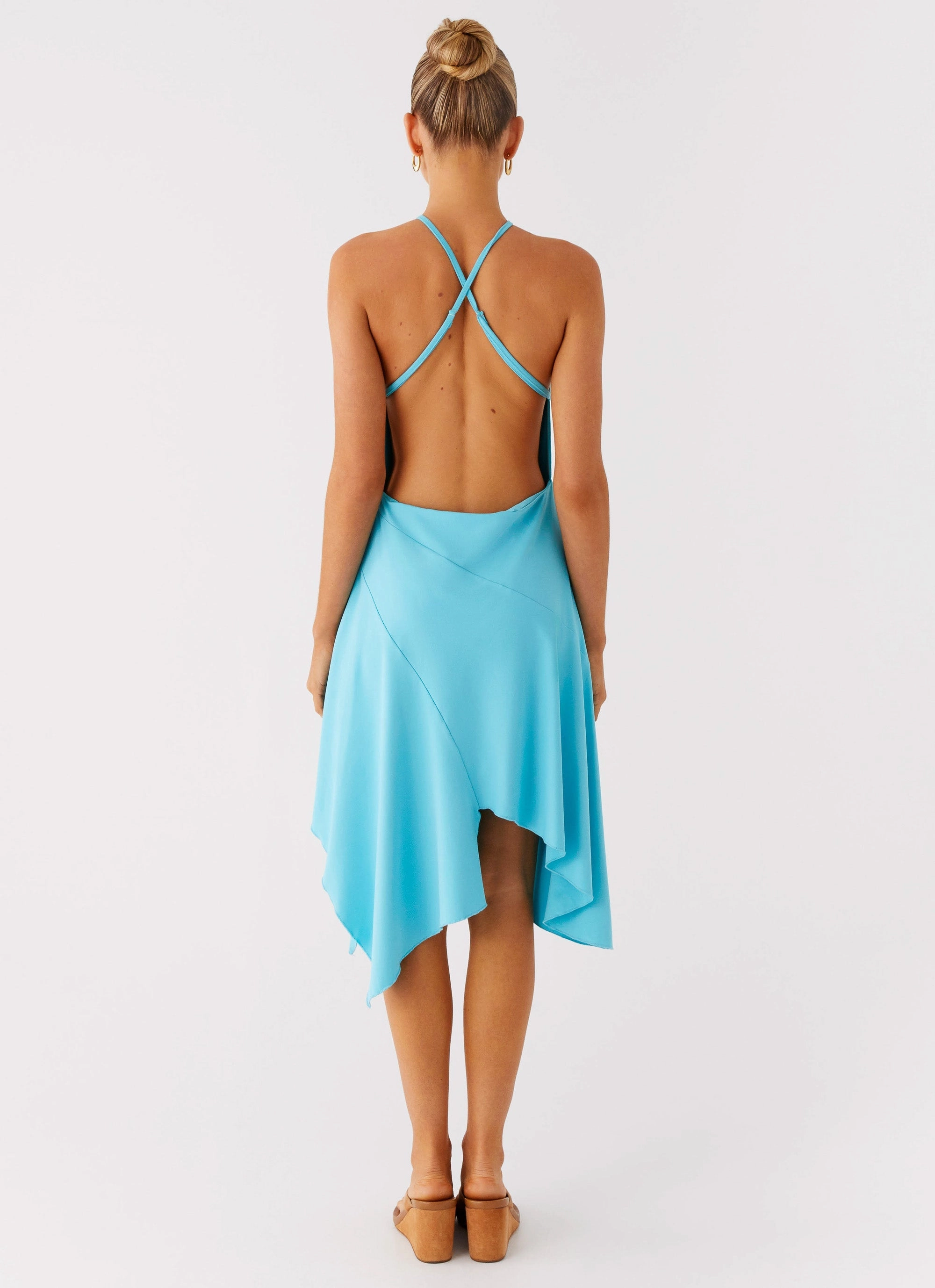Skin Glow Comfortable Layer Salt Kiss Midi Dress - Turquoise