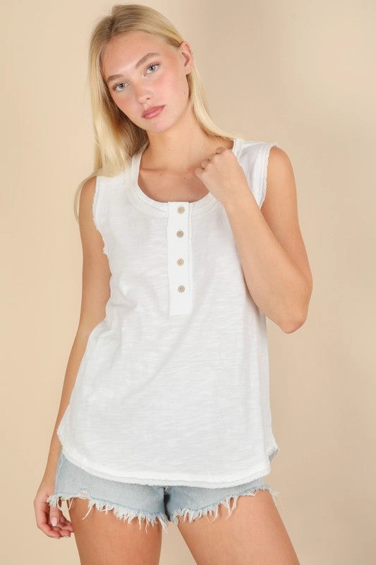 Karly Solid Knit Sleeveless Comfy Top Interchangeable Travel Lightness