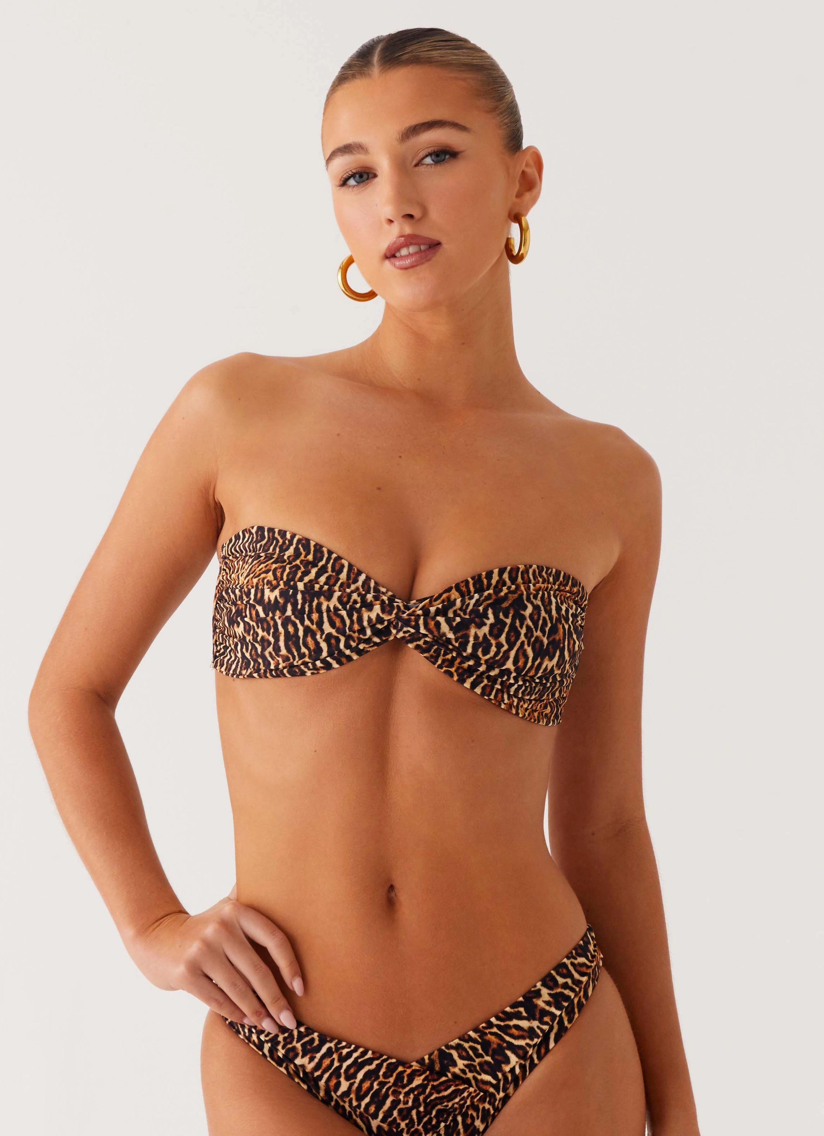 Delta Bandeau Bikini Top - Cheetah Durable Reinforced Stitching Sun Protective Fabric