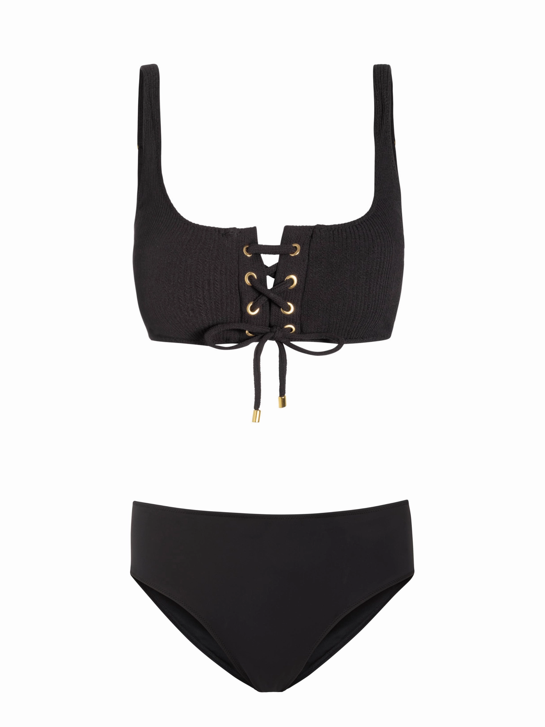 Stretch Fabric Samara Top   Classic Midrise Bottom In Black Texture