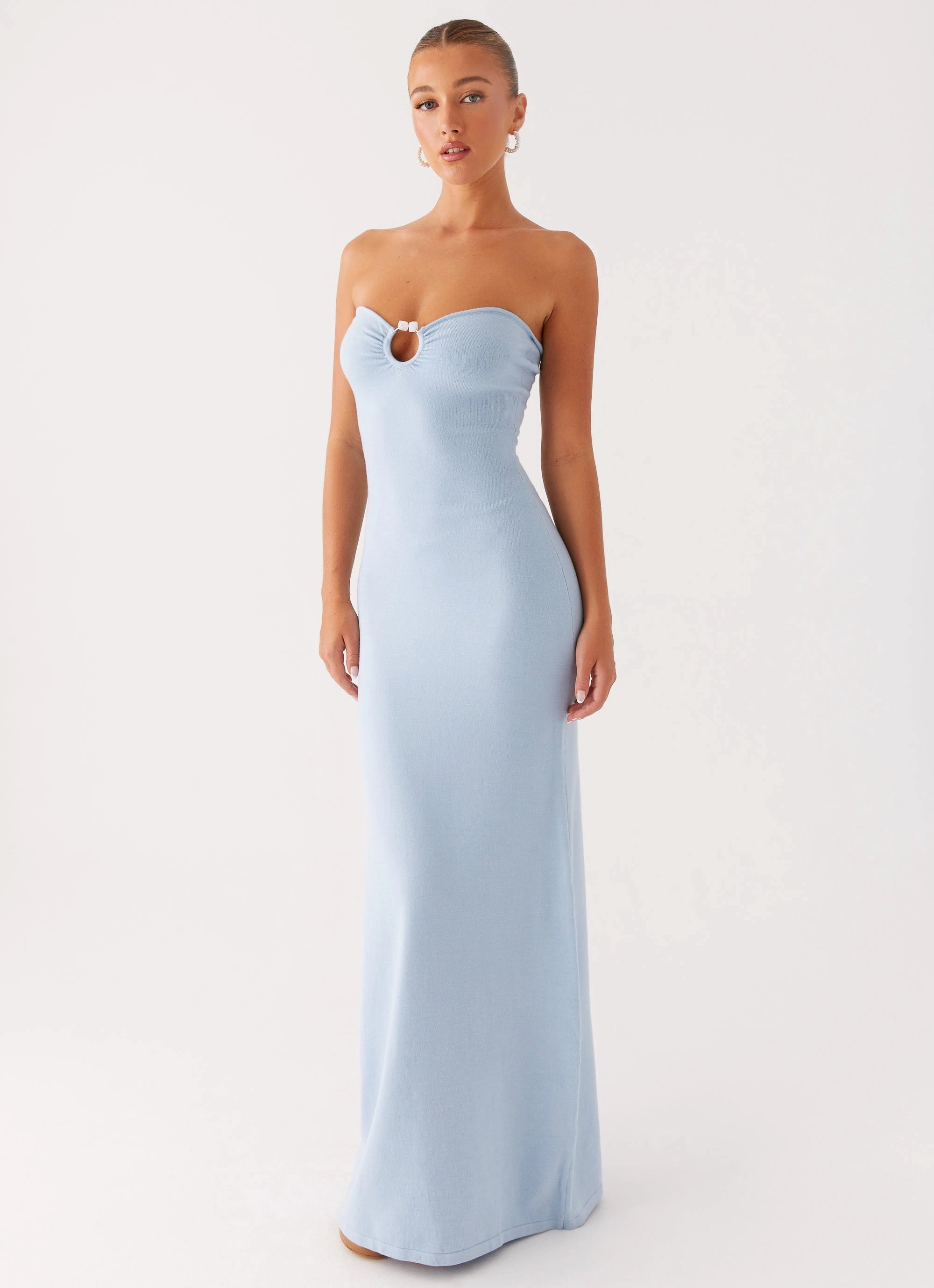 Samson Knit Maxi Dress - Blue Heart Glow Glam Touch