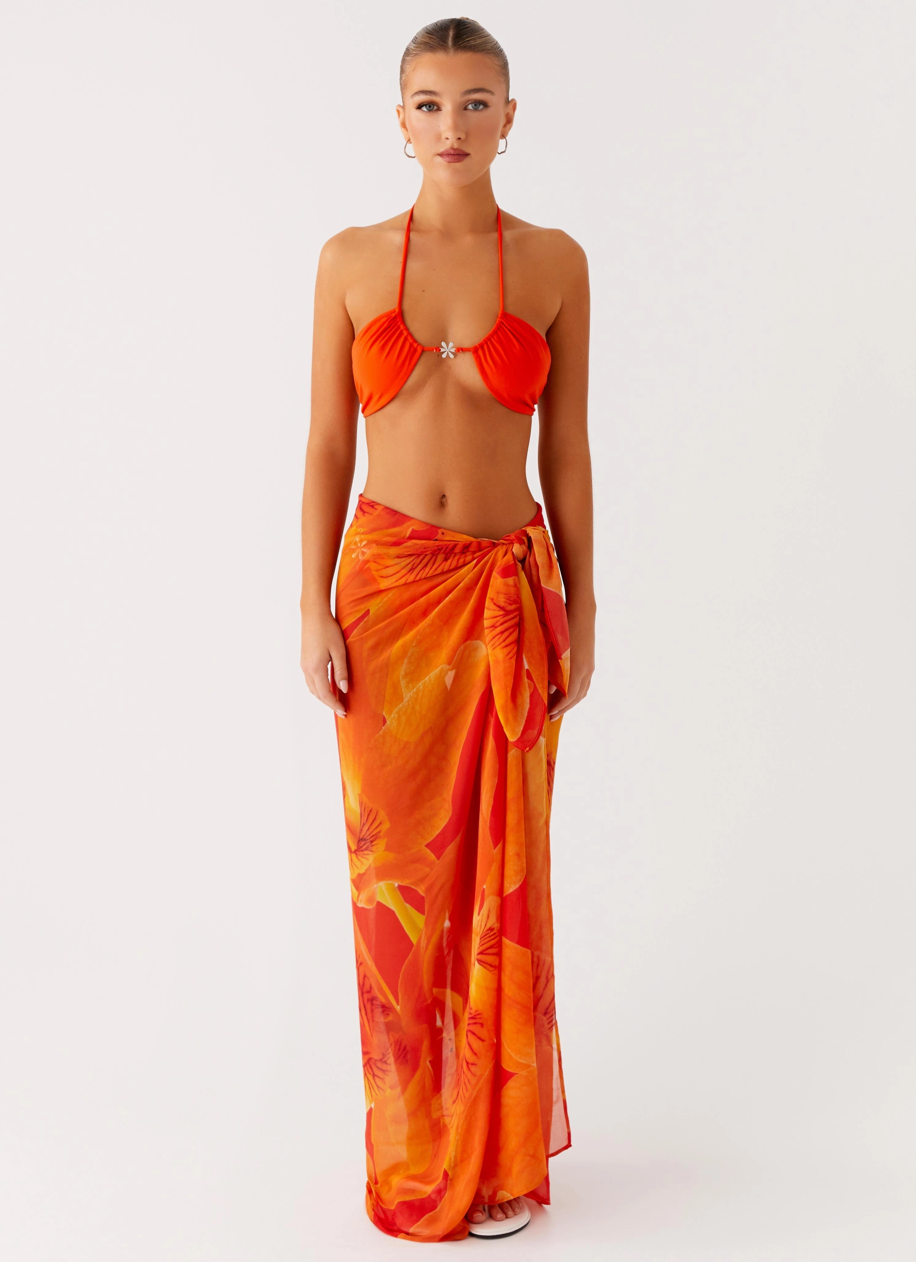 Sandy Shores Sarong - Serene Orange Full Coverage Design Comfort Fit