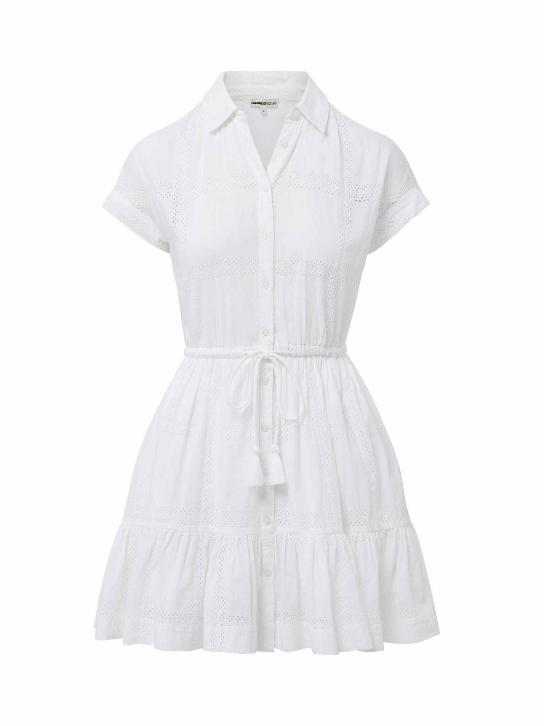 Sarah Dress Grid Eyelet Fresh White All Season