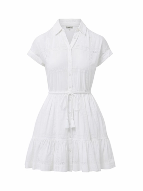 Timeless Look Golden Scene Sarah Dress Grid Eyelet Fresh White