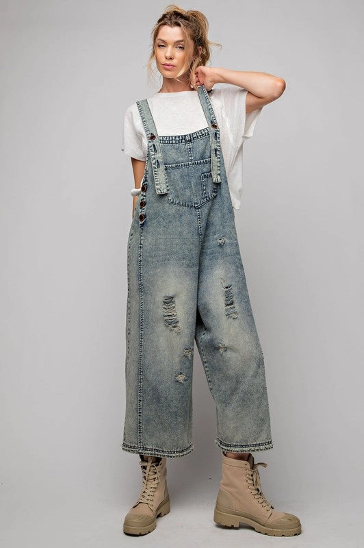 battlefield SARITA SANFORIZED WASHED DENIM OVERALLS