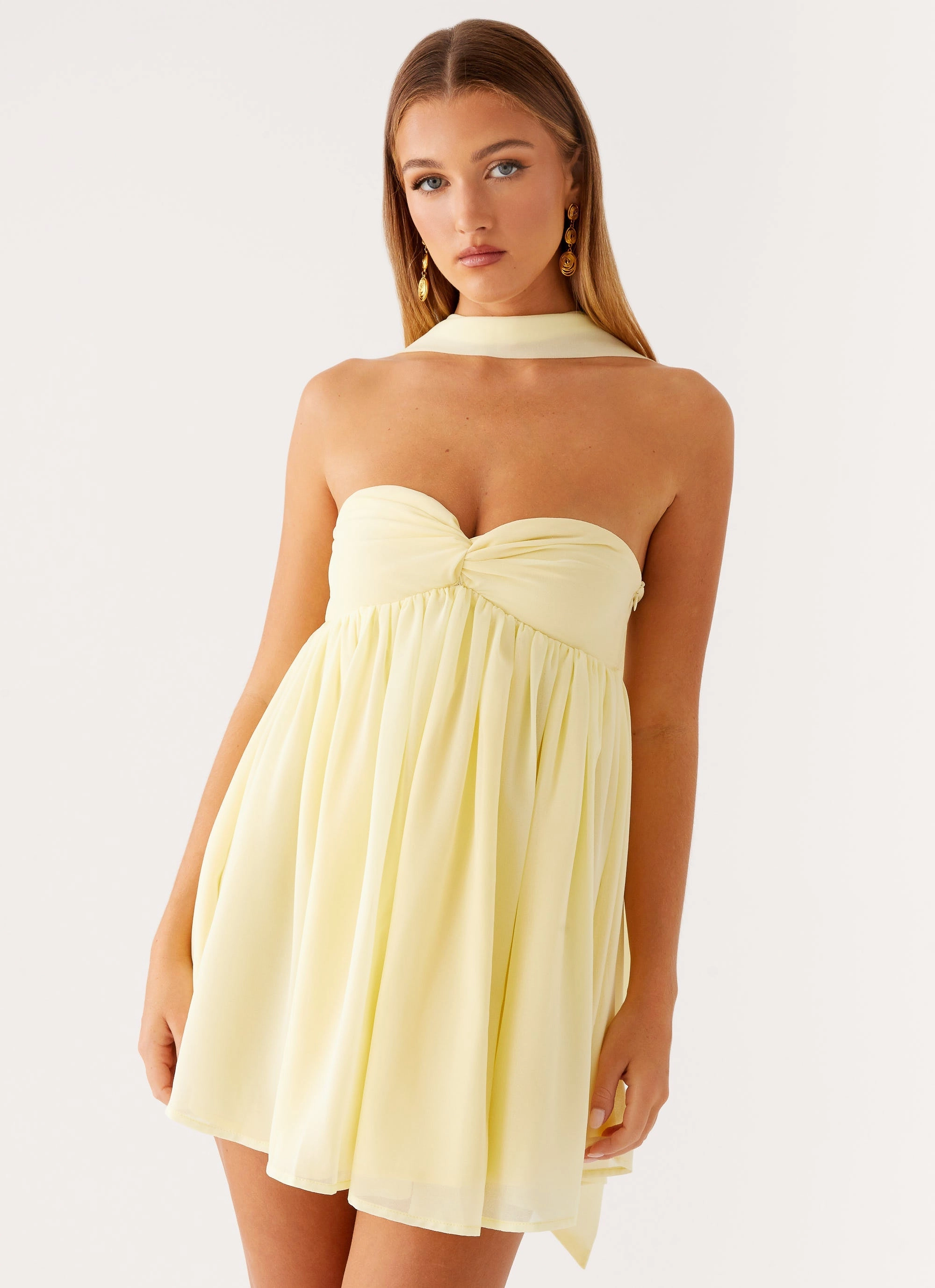Flattering Fit Relax Style Saturn Mini Dress - Yellow