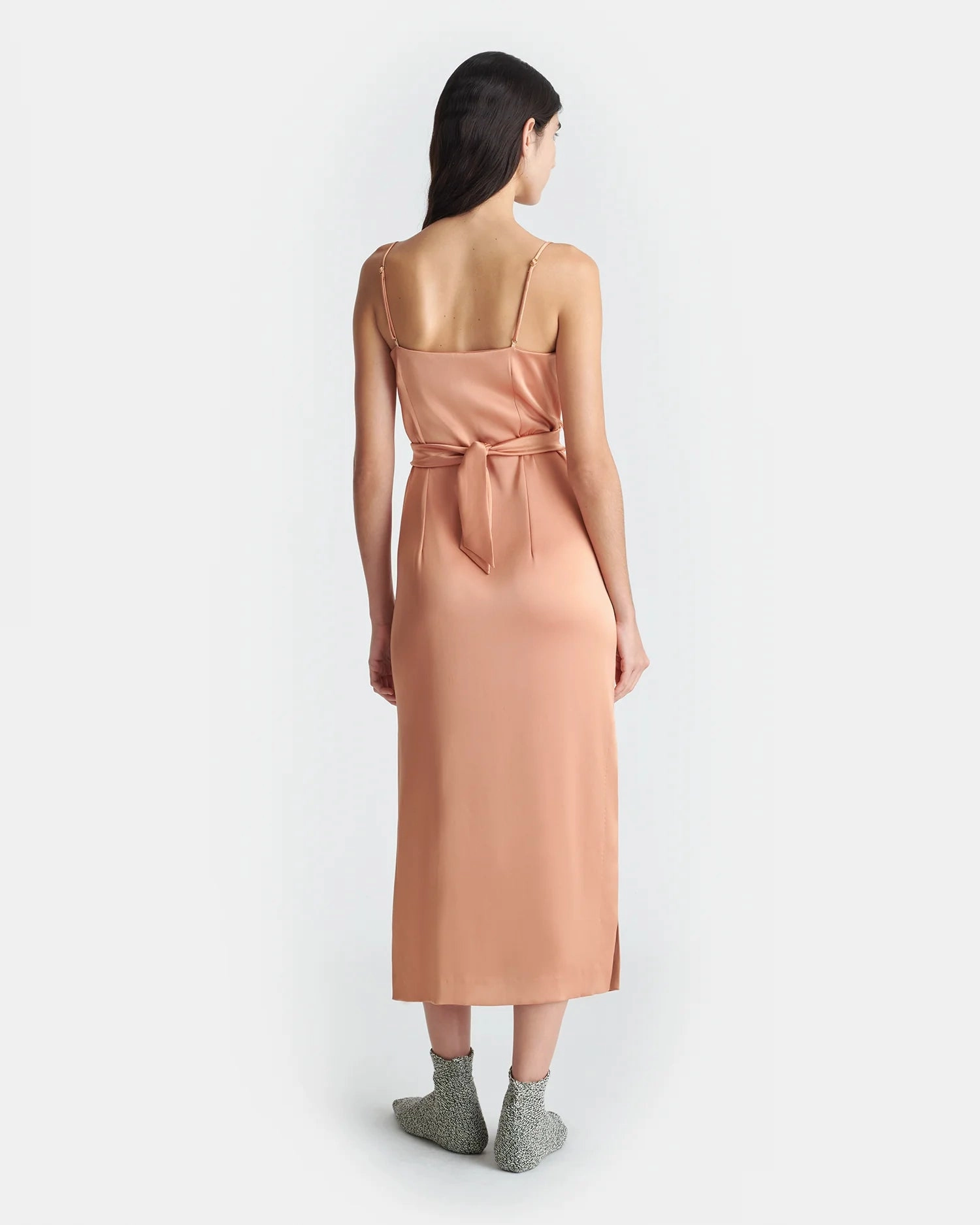 Sayan Draped Slip Dress in Apricot Smart and Relaxed