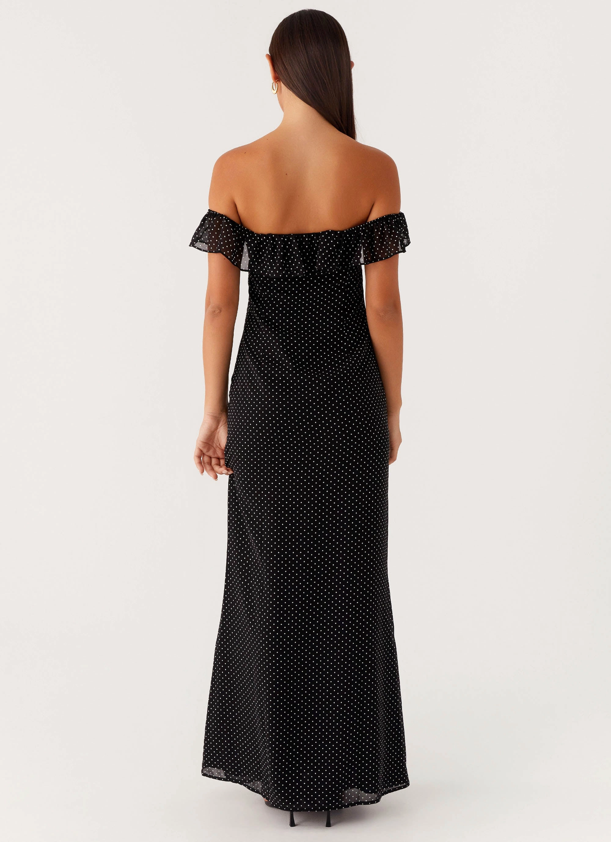 Scarlet Cherry Maxi Dress - Black Polka Dot Soft Balance Clean Chic