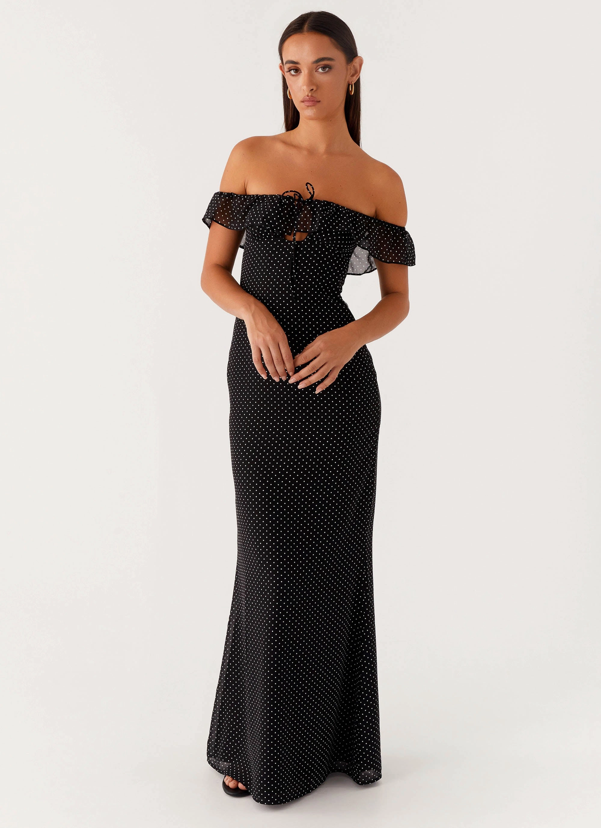 Comfy Shape Scarlet Cherry Maxi Dress - Black Polka Dot