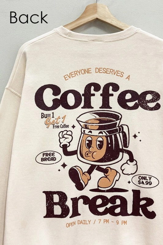 Seasonal Casual Coffee Break Front And Back Sweatshirt S-XL